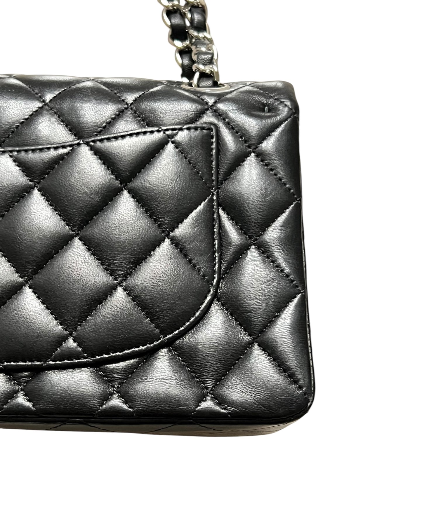 Chanel Small Classic Flap Black Lambskin Silver Tone Hardware