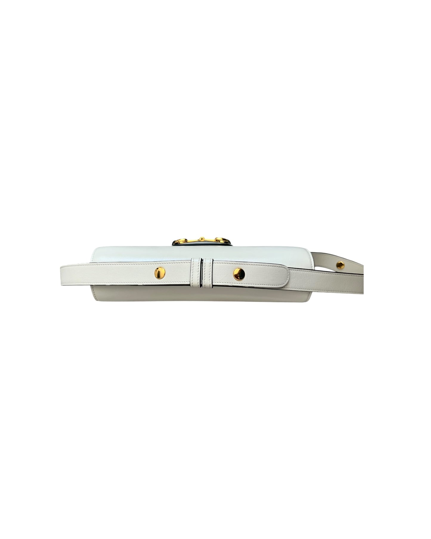 Gucci 1955 Horsebit Shoulder Bag in White Leather