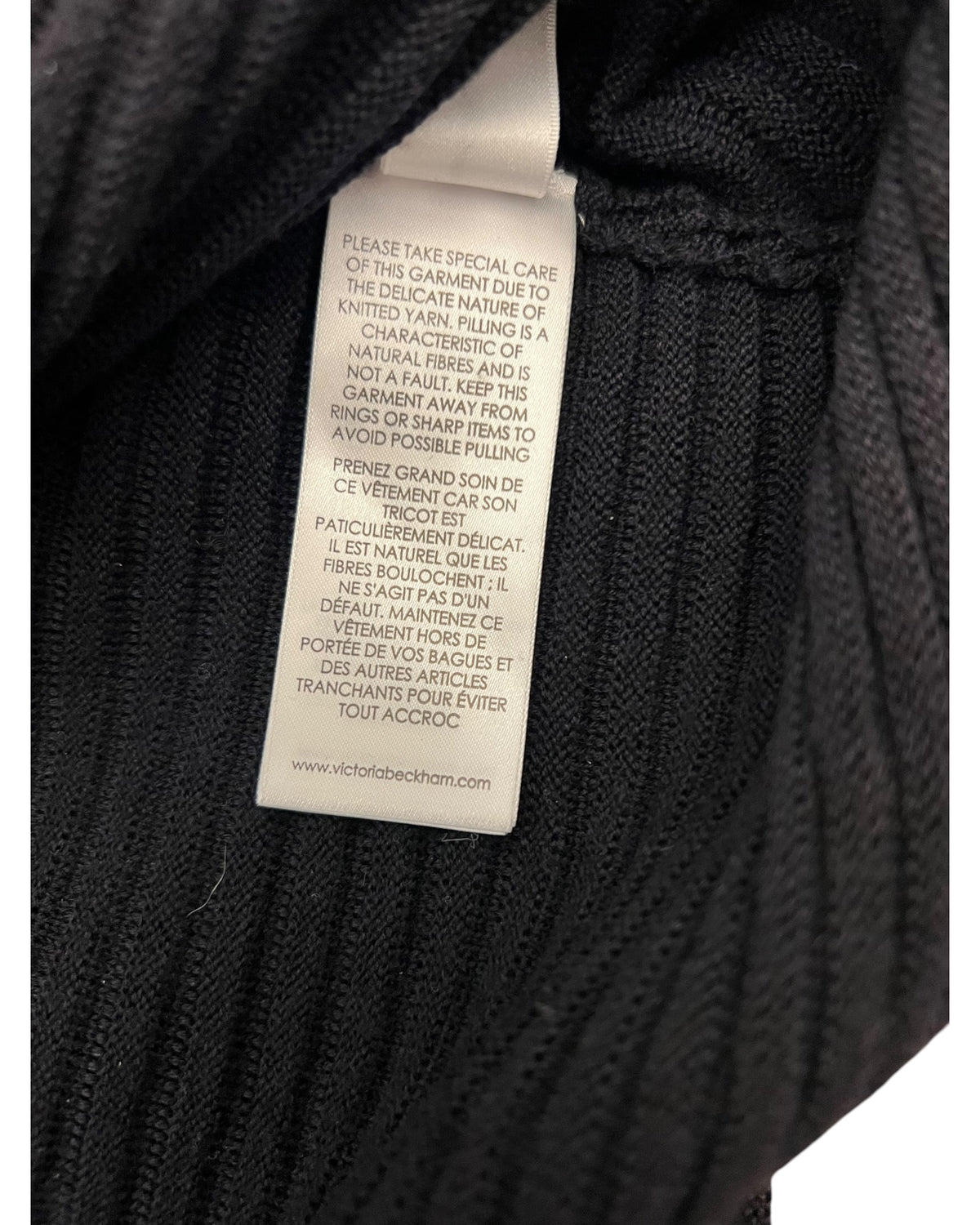 Victoria Beckham Black Ribbed Wrap Knit Jumper – Size L