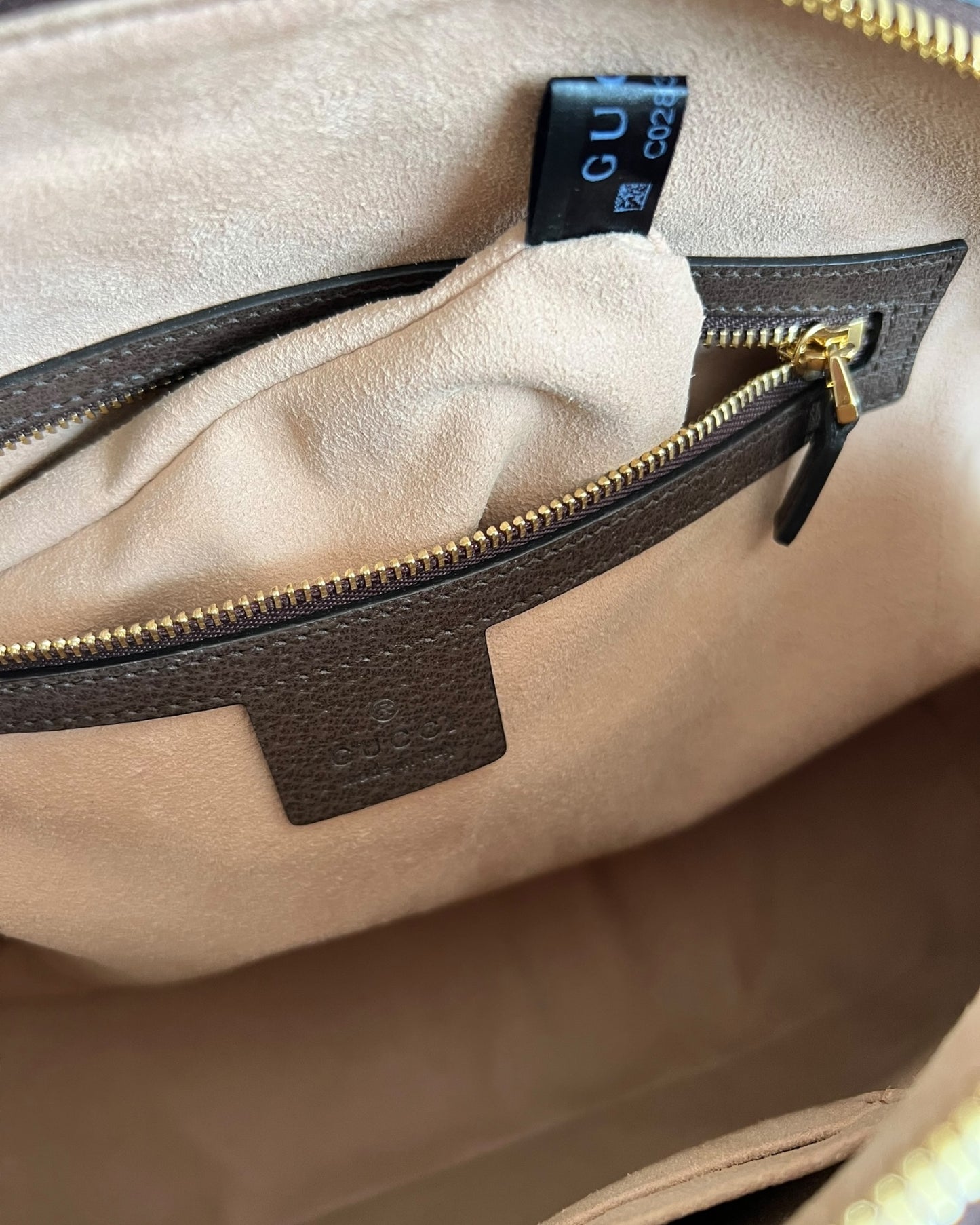 Gucci Ophidia GG Supreme Medium Top Handle Bag Beige Canvas & Brown Leather - The Luxury Savvy