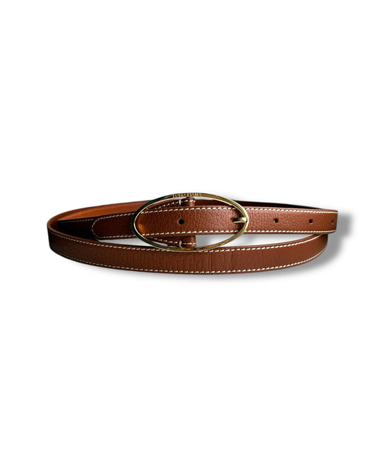 Loro Piana Tan Leather Double-Wrap Belt with Gold Buckle