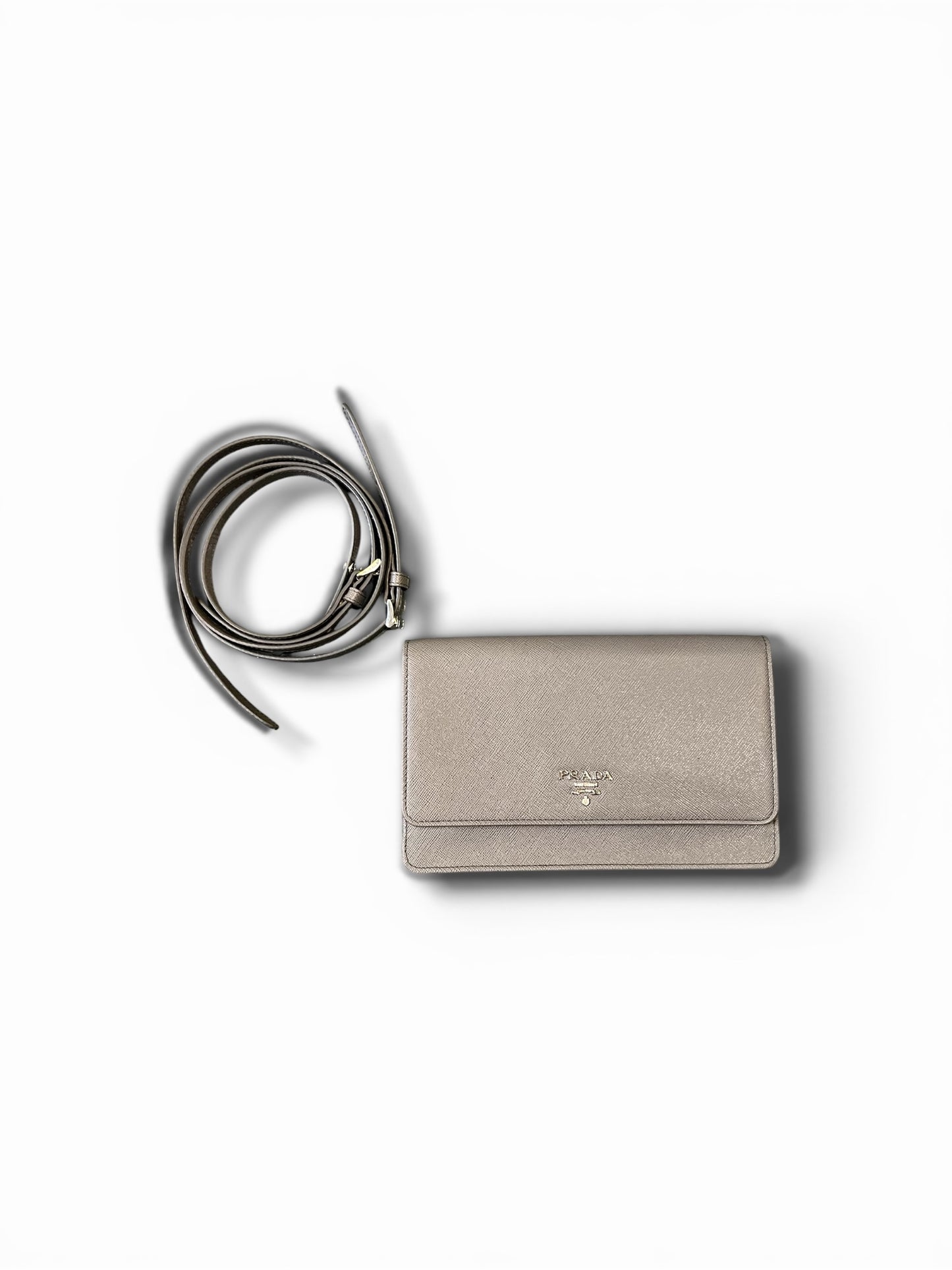 Prada Saffiano Leather Wallet on Chain – Grey