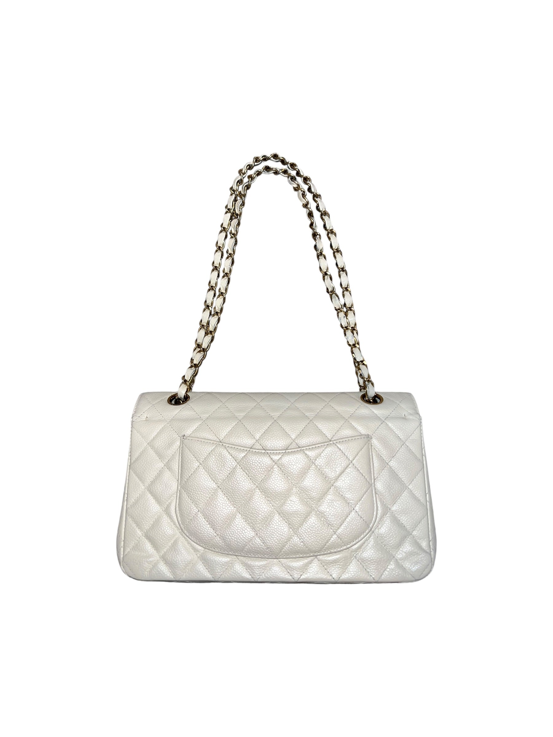 CHANEL Vintage Classic Double Flap Bag | Cream Caviar Leather | 24k Gold Plated Hardware - The Luxury Savvy