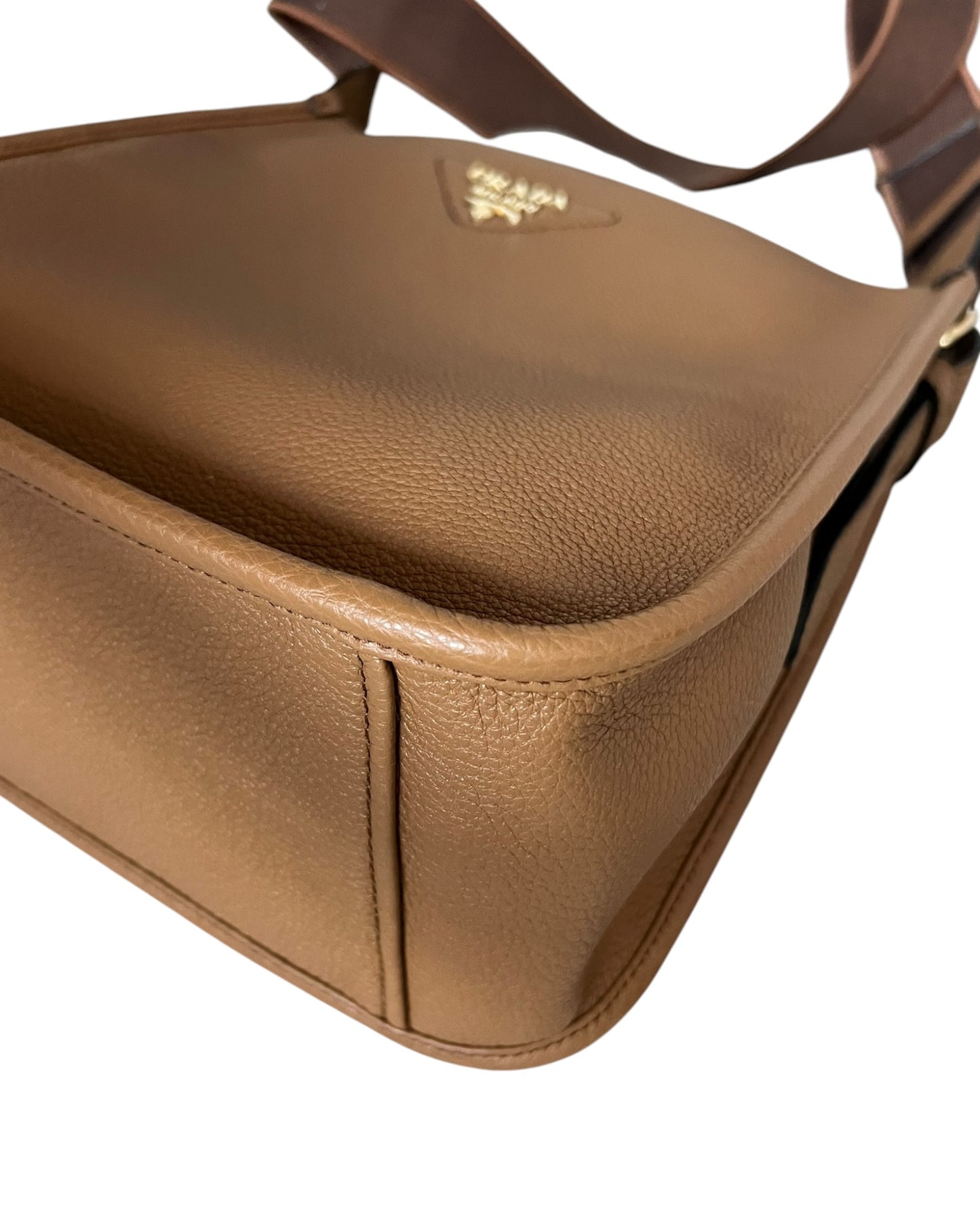 Prada Medium Leather Shoulder Bag - Tan - The Luxury Savvy