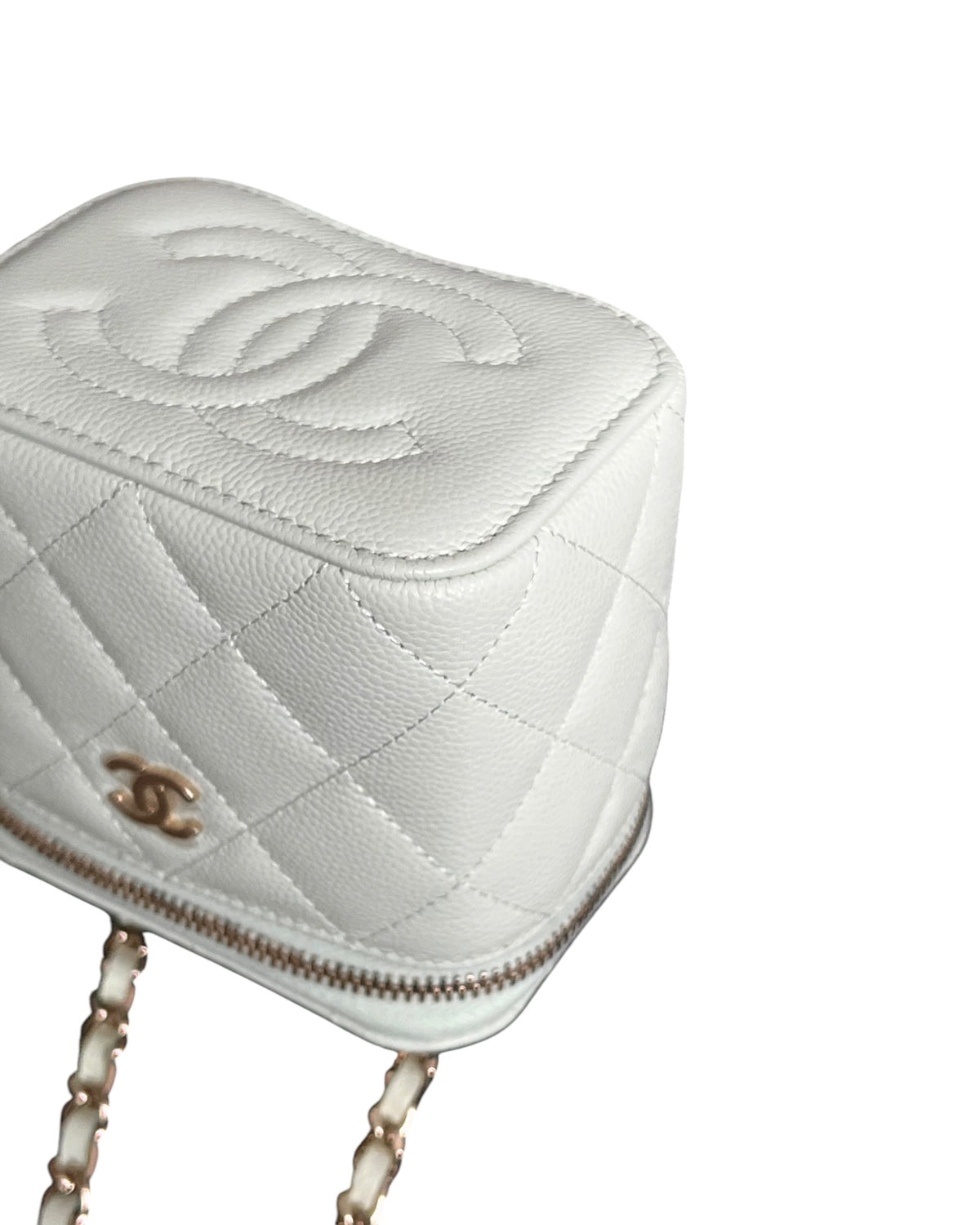 Chanel Mini Vanity Case Light Mint Green Caviar Leather Gold-Tone Hardware