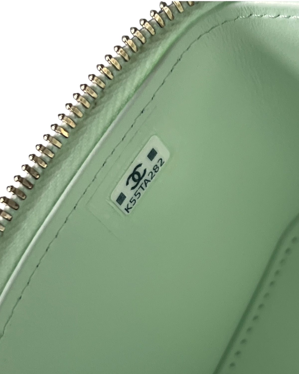 Chanel Mini Vanity Case Light Mint Green Caviar Leather Gold-Tone Hardware