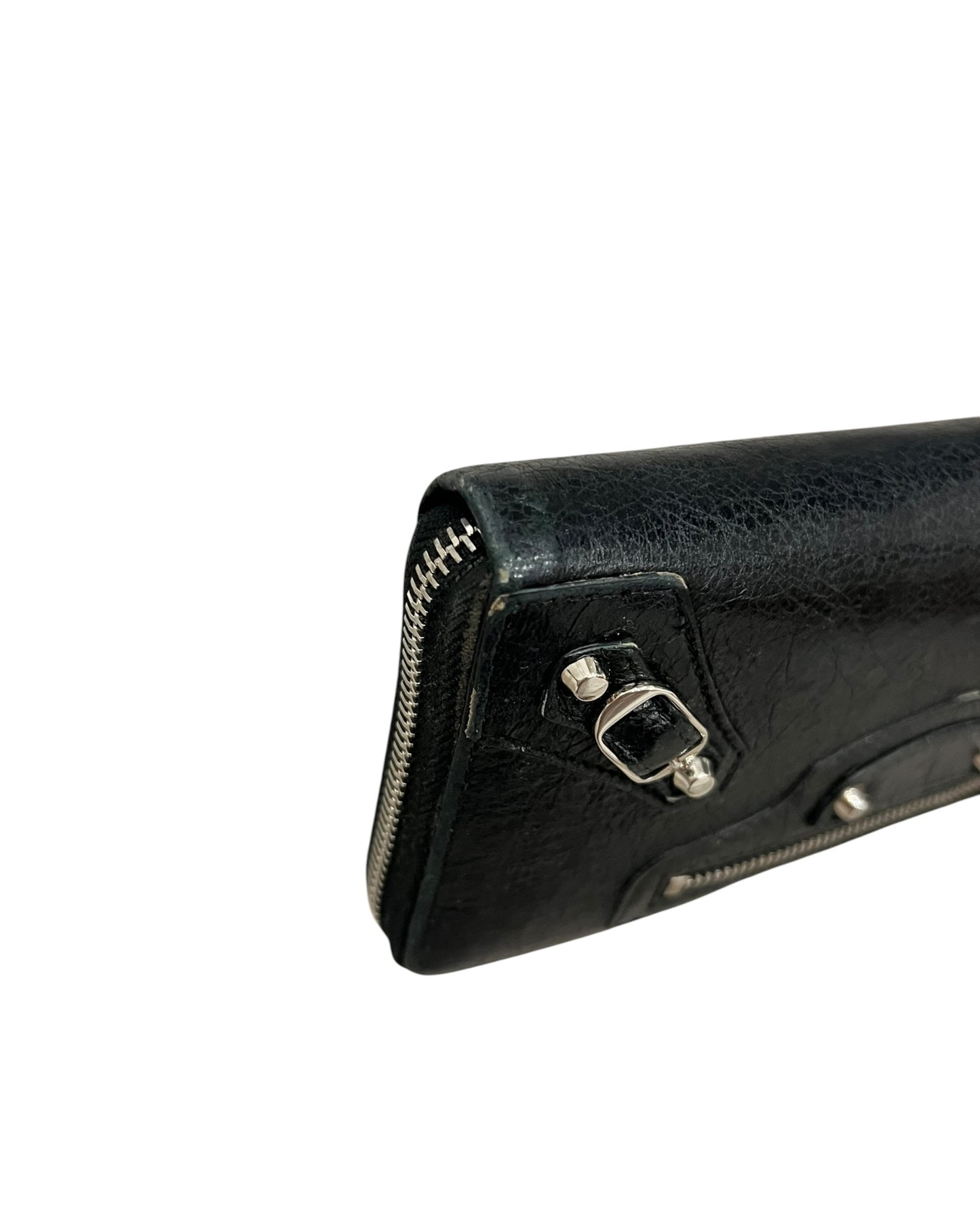 Balenciaga Classic Zip Around Wallet - Black Leather