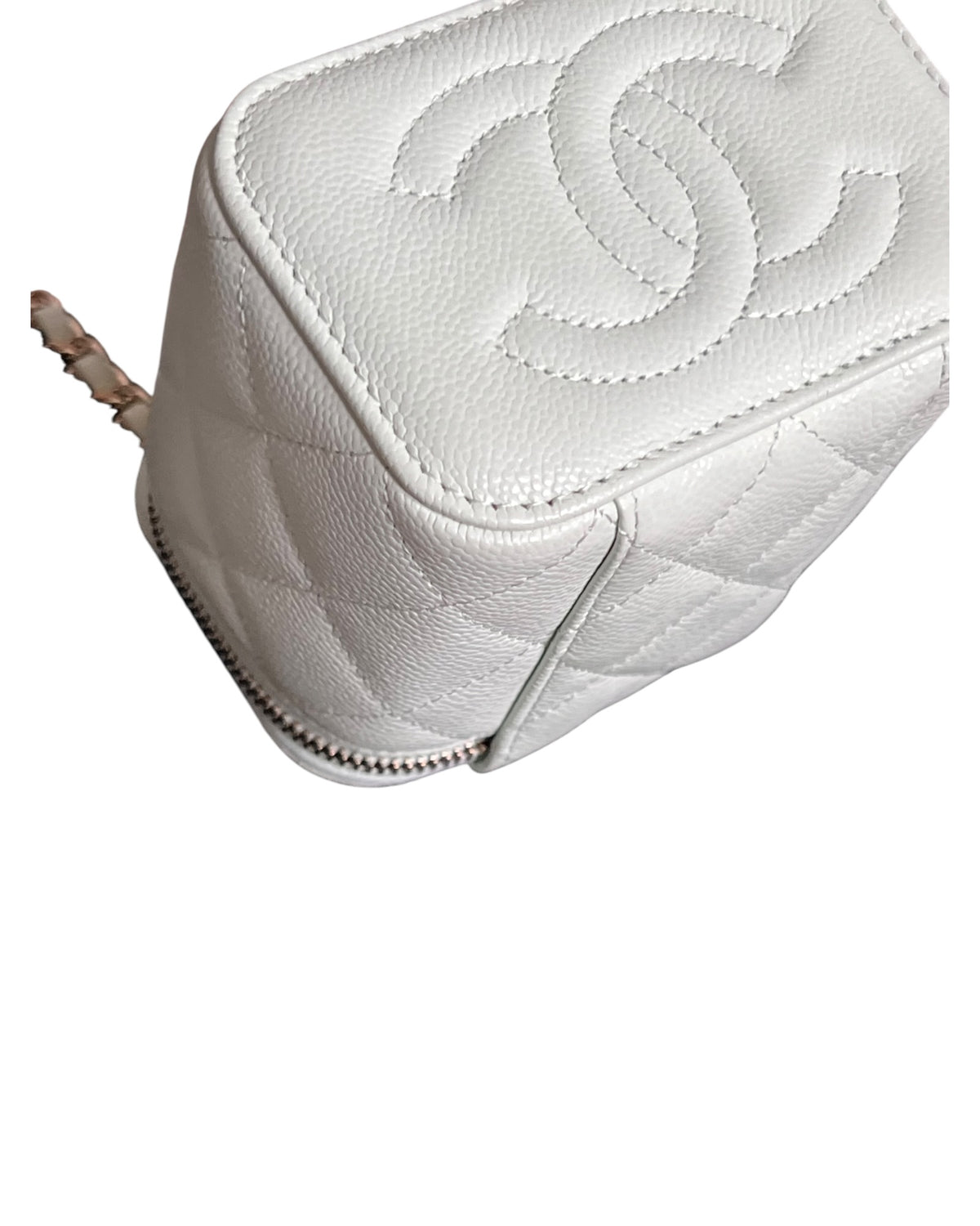 Chanel Mini Vanity Case Light Mint Green Caviar Leather Gold-Tone Hardware