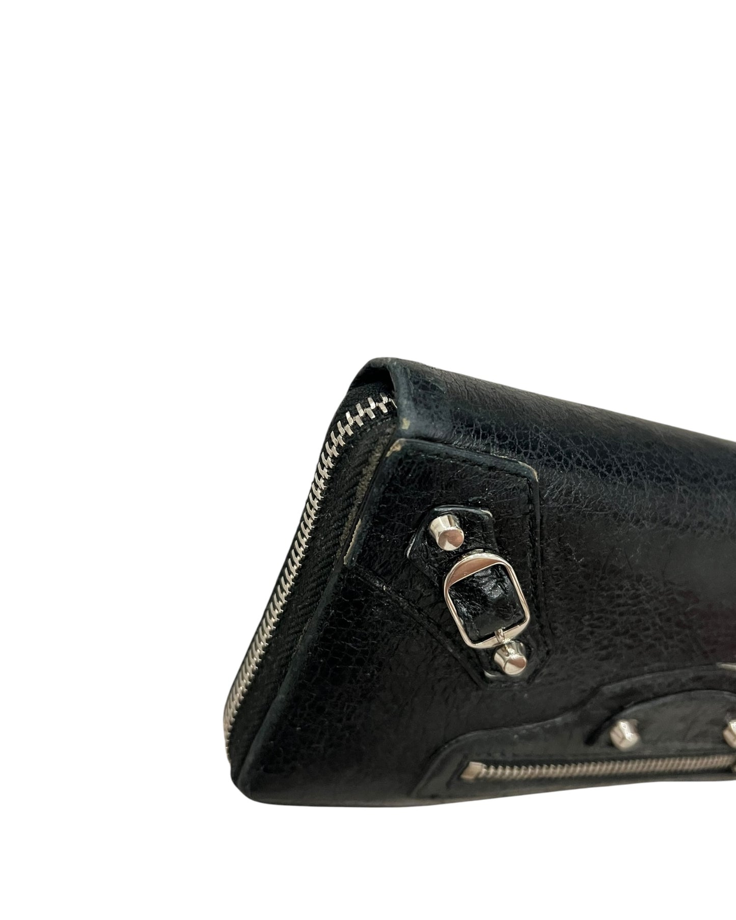 Balenciaga Classic Zip Around Wallet - Black Leather