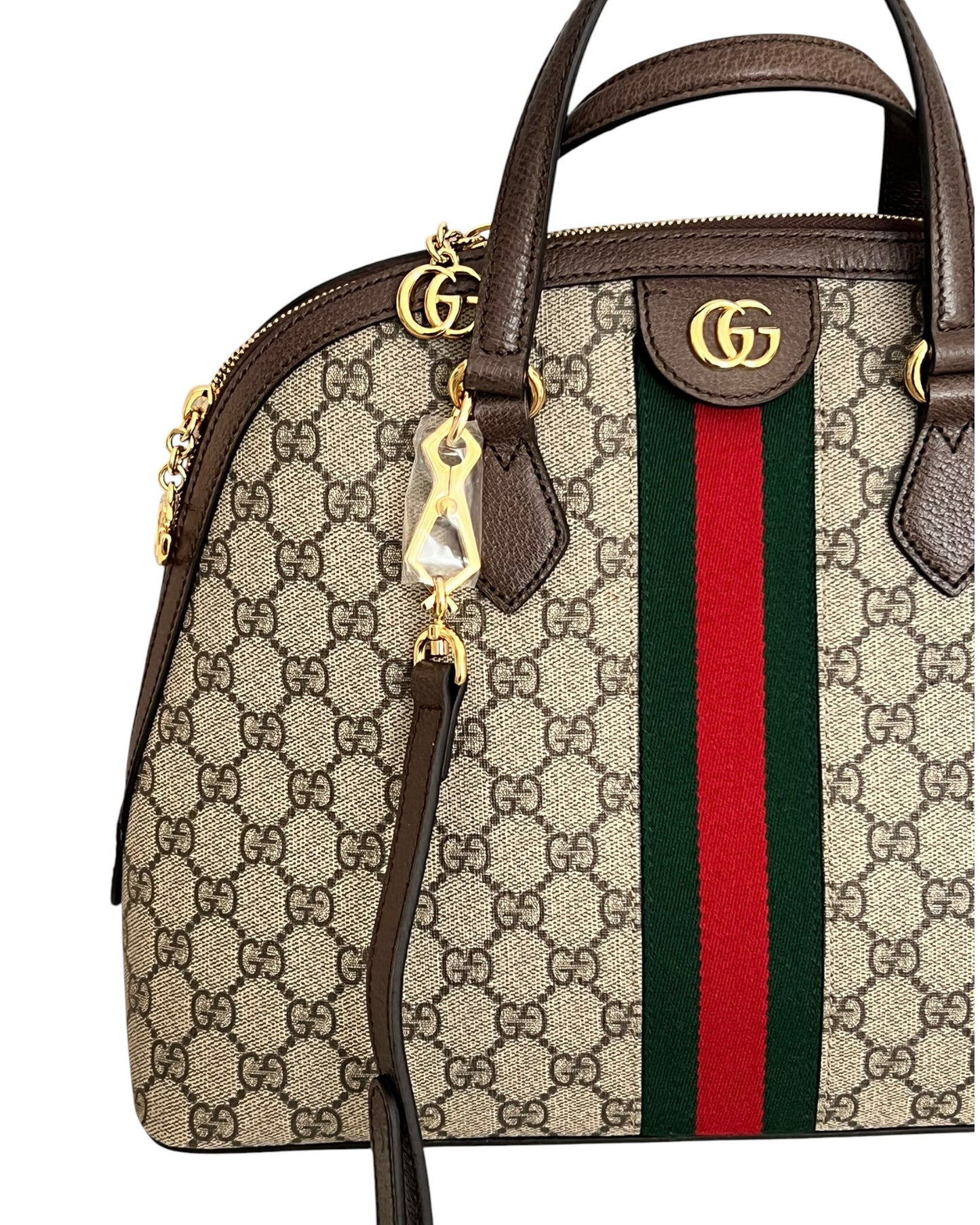 Gucci Ophidia GG Supreme Medium Top Handle Bag Beige Canvas & Brown Leather - The Luxury Savvy
