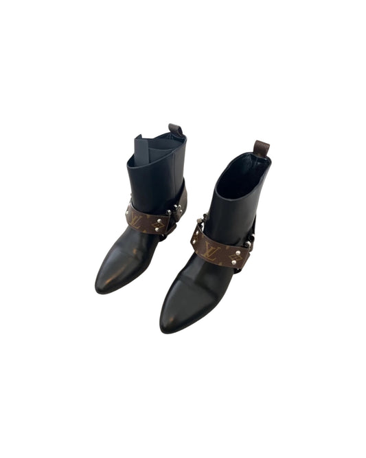 Louis Vuitton Rhapsody Ankle Boots Black Monogram | Size EU 37