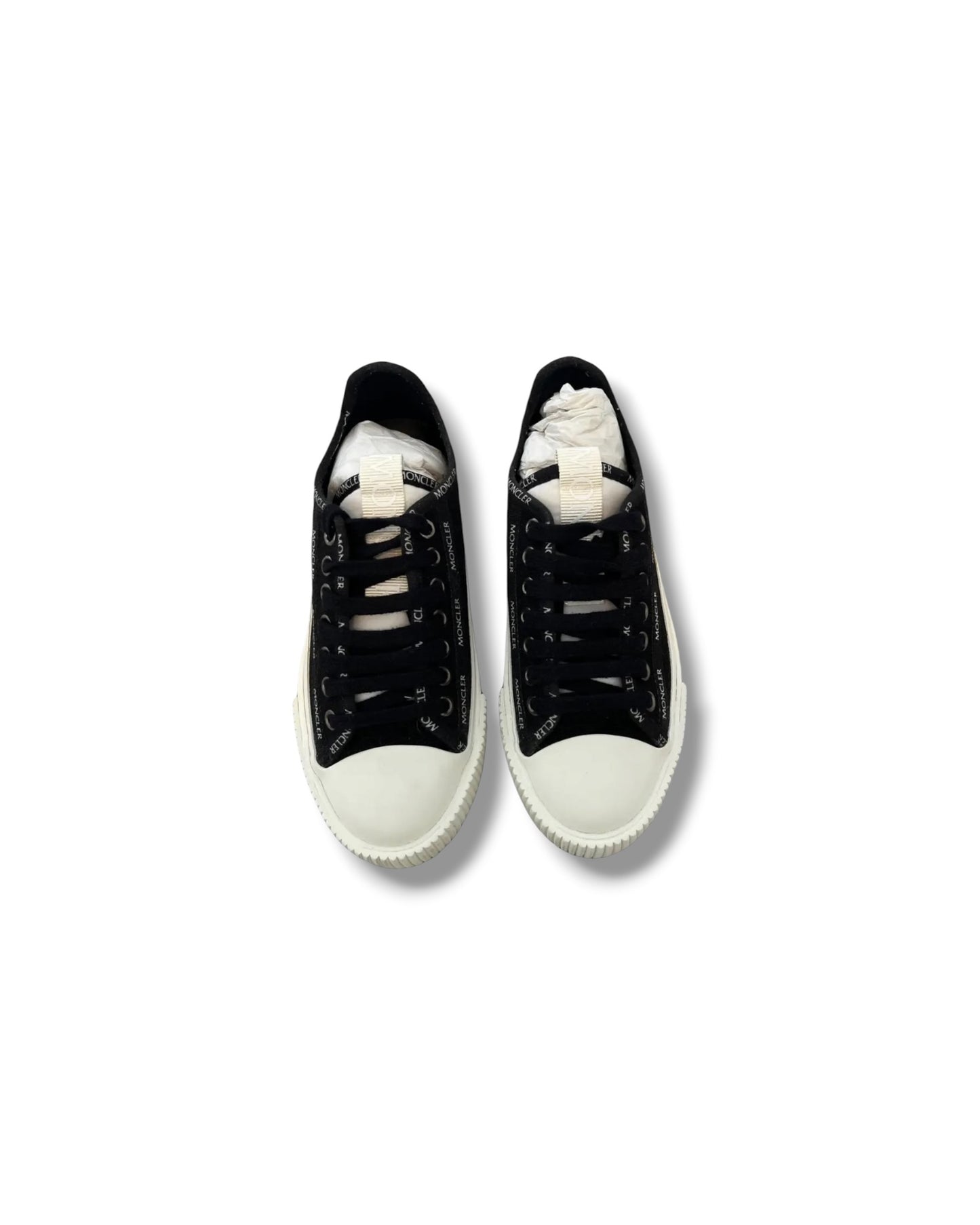 Moncler Glissiere Low-Top Canvas Sneakers Black & White | Size EU 36.5