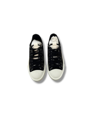 Moncler Glissiere Low-Top Canvas Sneakers Black & White | Size EU 36.5