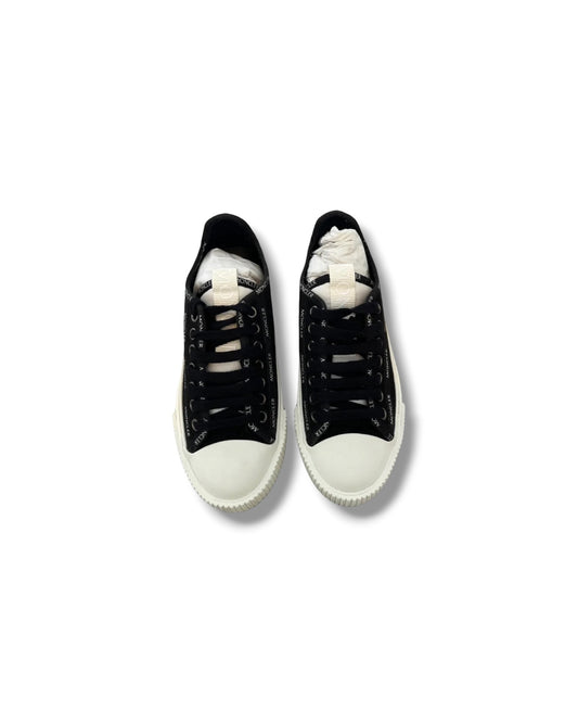 Moncler Glissiere Low-Top Canvas Sneakers Black & White | Size EU 36.5