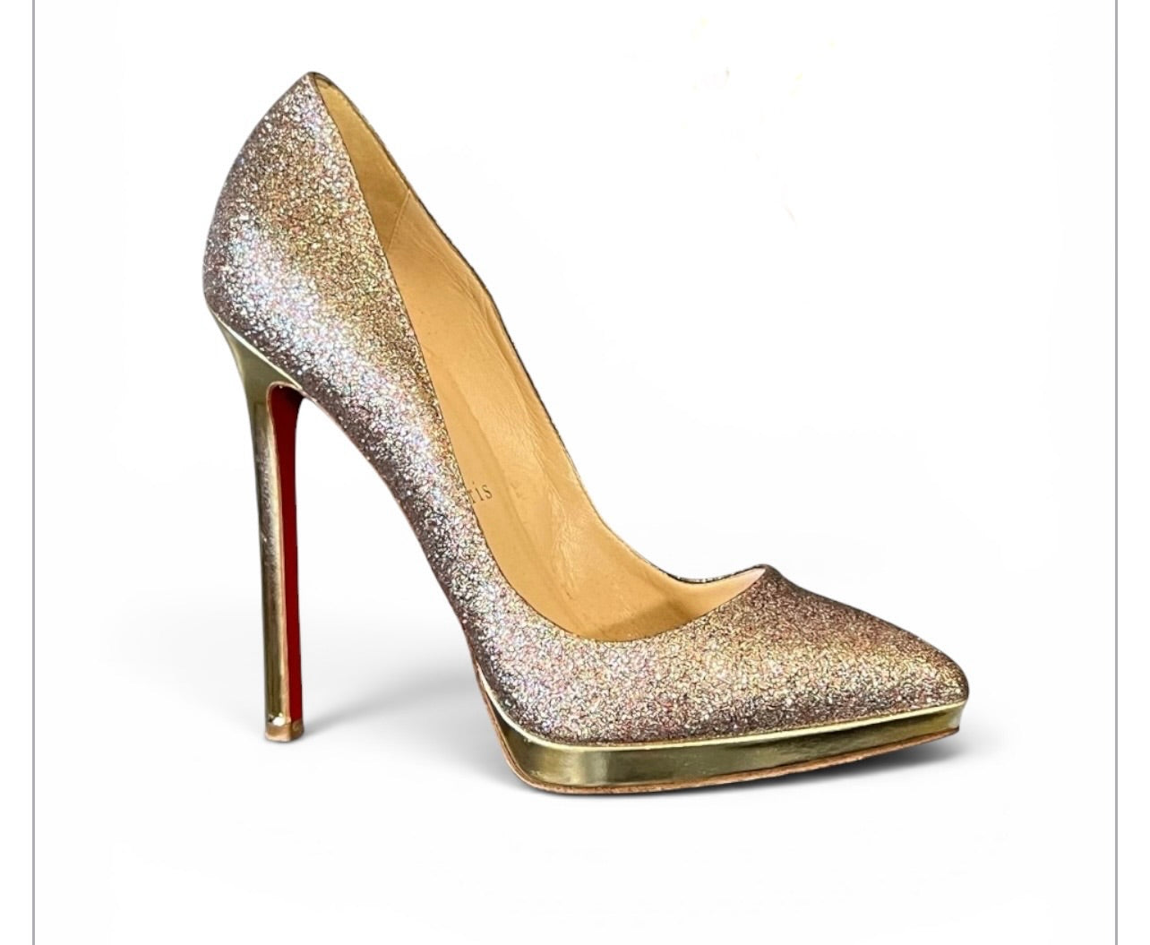 Christian Louboutin Glitter Platform Pumps – Gold Multicolour | Size 36.5