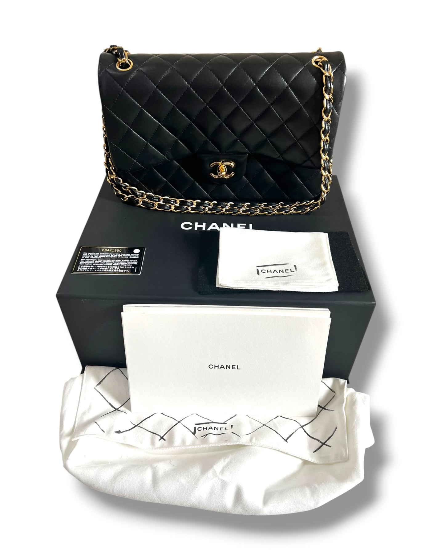 Chanel Classic Flap Jumbo – Black Lambskin Leather – Gold-Tone Hardware