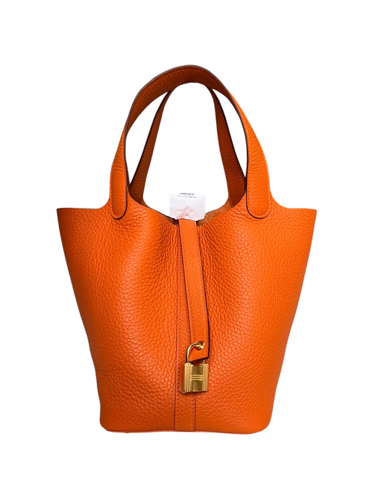 Hermès Picotin 18 Orange H Taurillon Clemence Gold Hardware