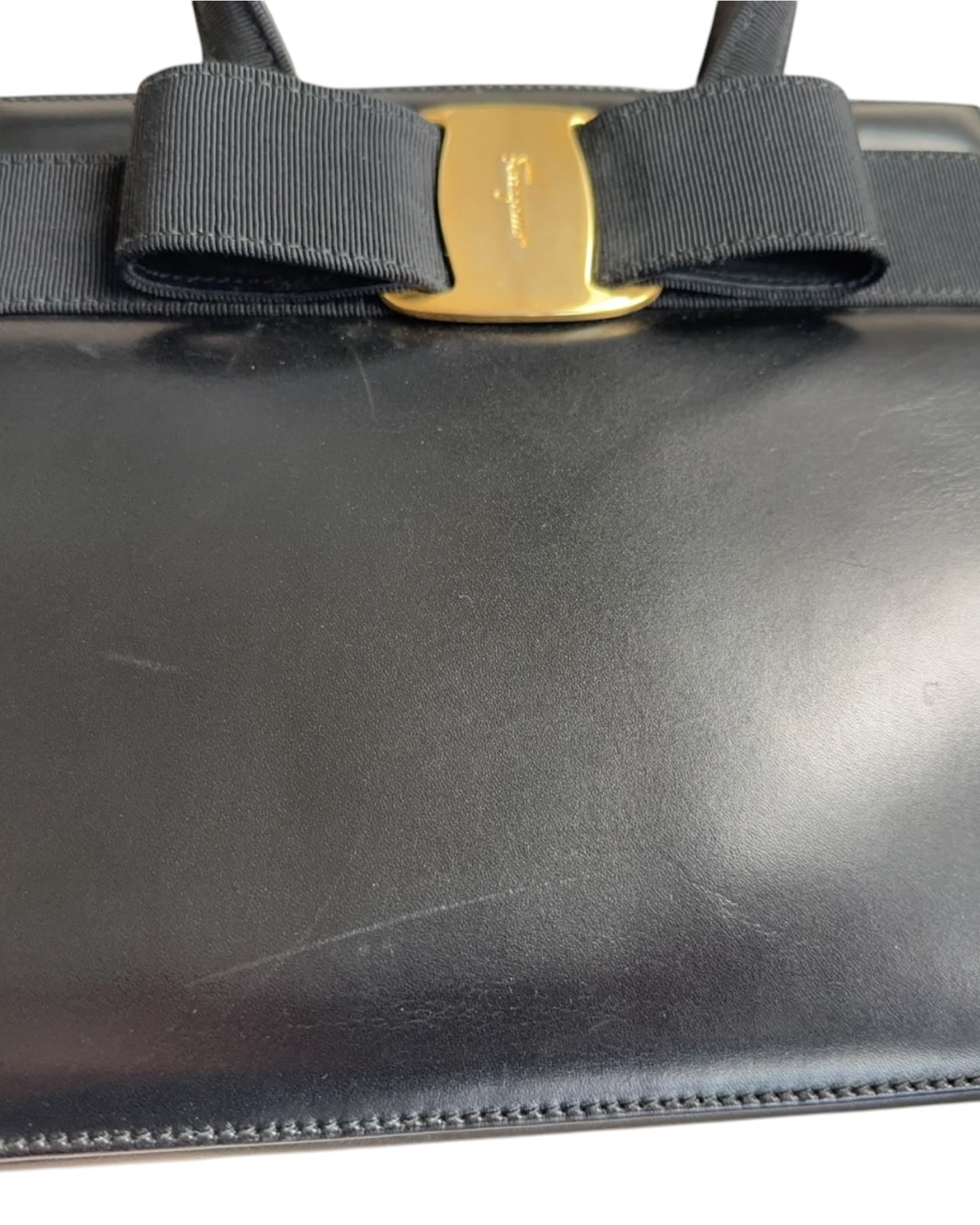 Salvatore Ferragamo Vara Bow Black Leather Handbag