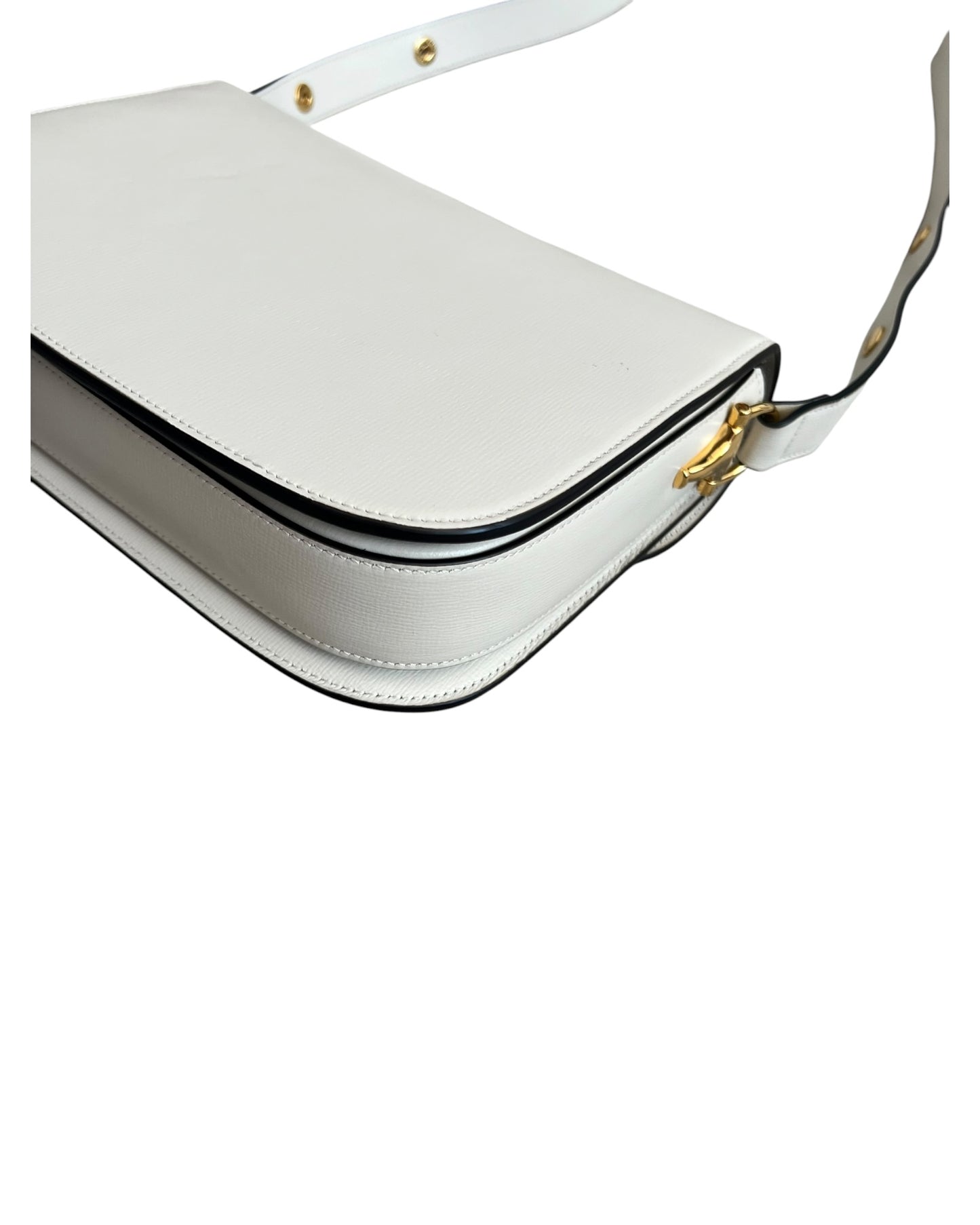 Gucci 1955 Horsebit Shoulder Bag in White Leather