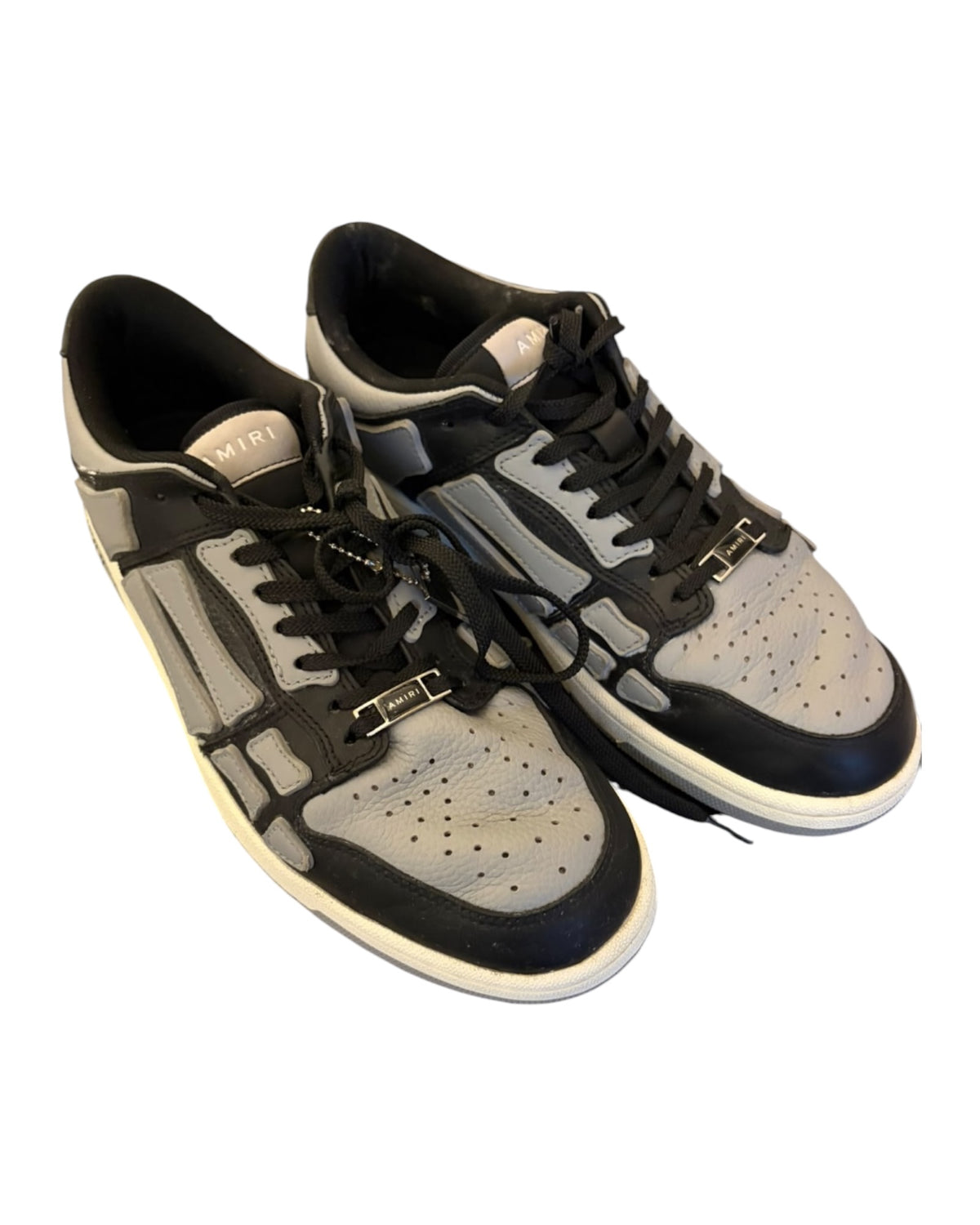 Amiri Skel Top Low Leather Trainers – Black/Grey