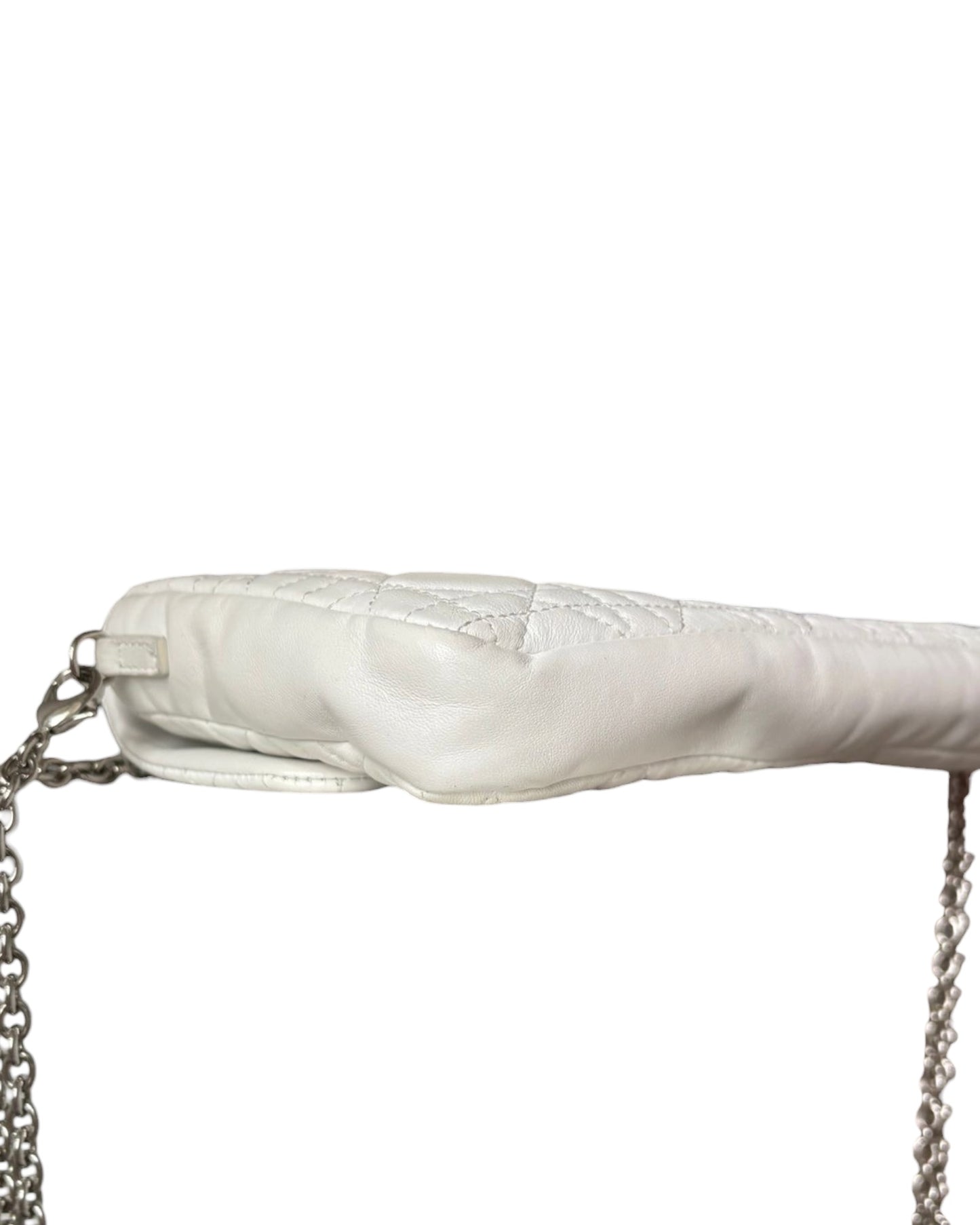 Christian Dior Miss Dior White Cannage Shoulder Bag | Silver Tone Hardware