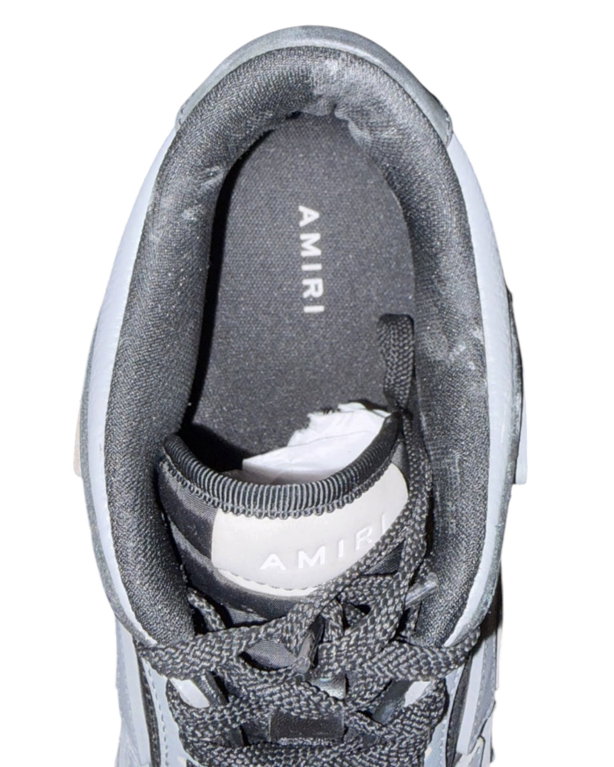 Amiri Skel Top Low Leather Trainers – Black/Grey