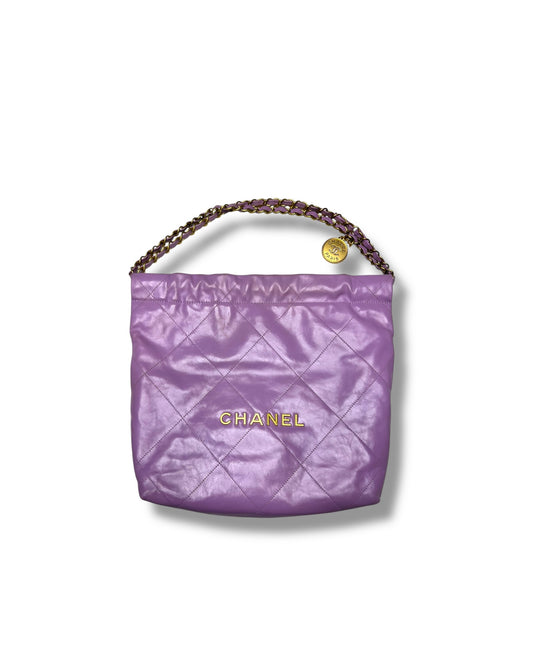 Chanel 22 Medium Bag – Purple Calfskin with Gold Hardware