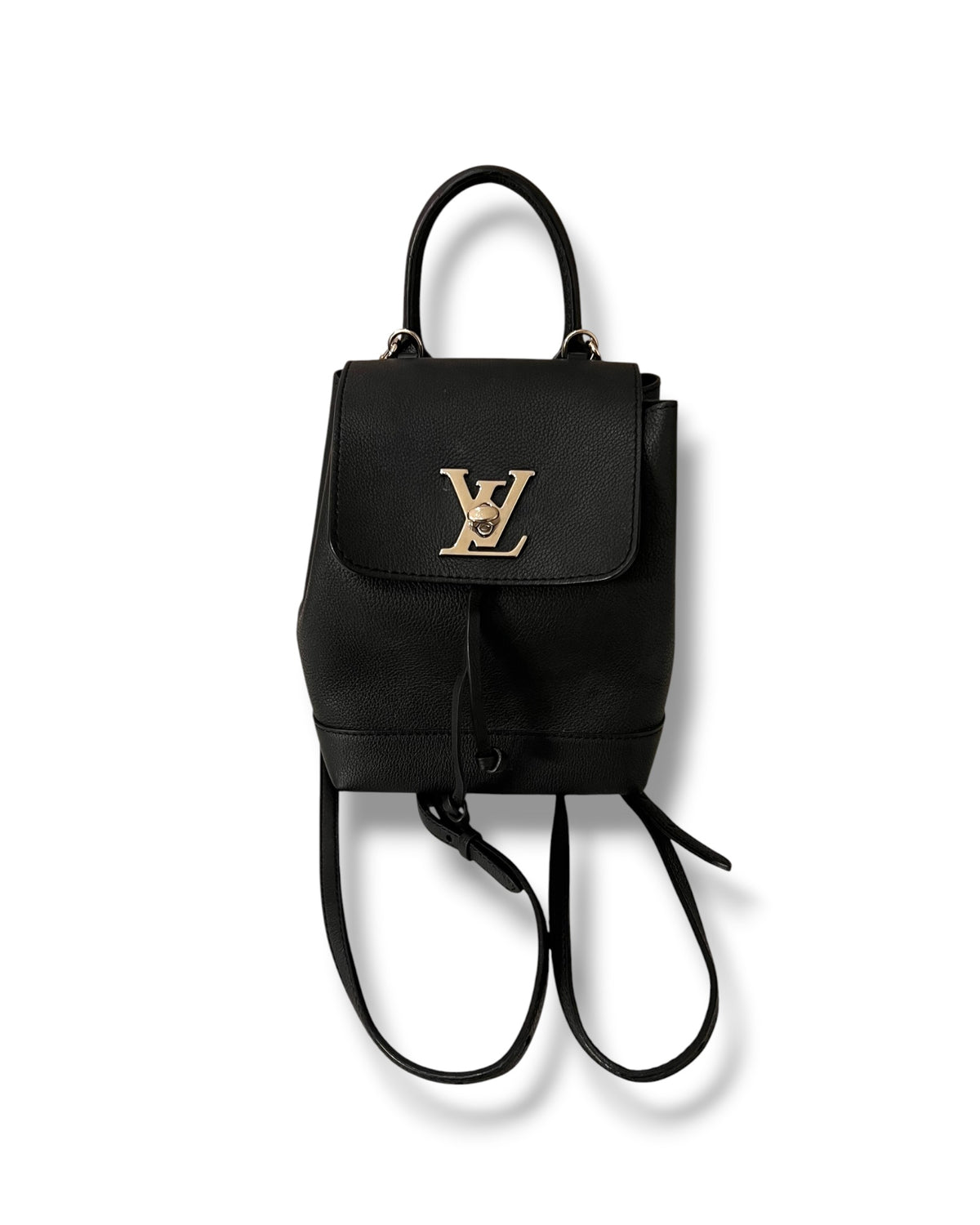 Louis Vuitton Lockme Backpack Black Leather Silver-Tone Hardware