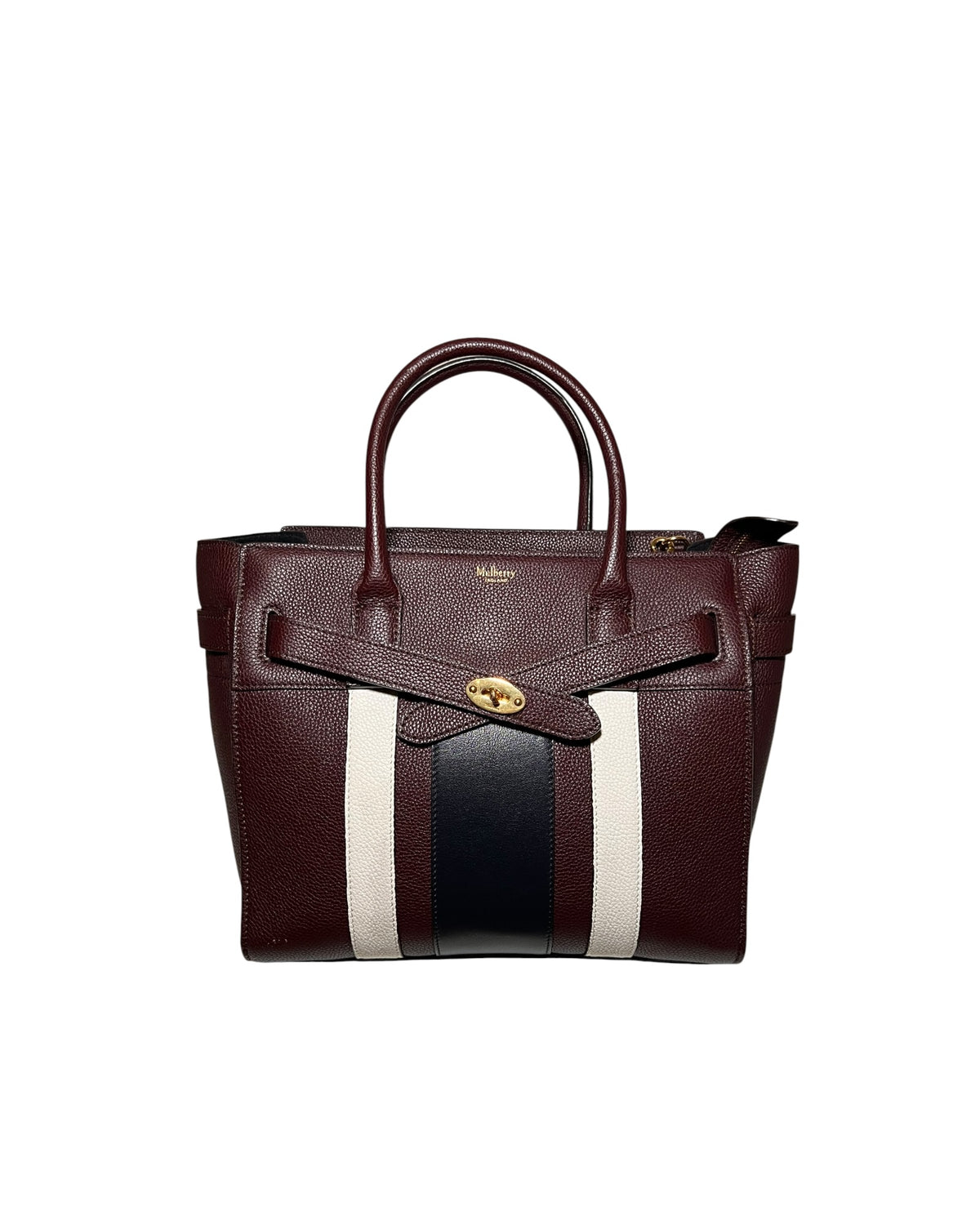 Mulberry College Stripe Tote Burgundy