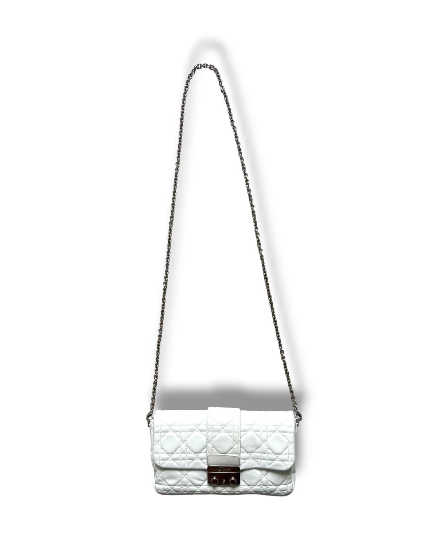 Christian Dior Miss Dior White Cannage Shoulder Bag | Silver Tone Hardware