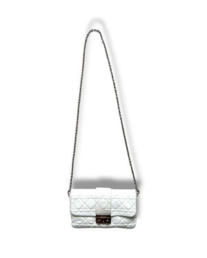 Christian Dior Miss Dior White Cannage Shoulder Bag | Silver Tone Hardware