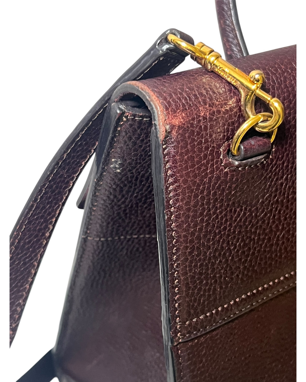 Mulberry Bayswater with Strap in Oxblood Grained Leather – Gold Hardware