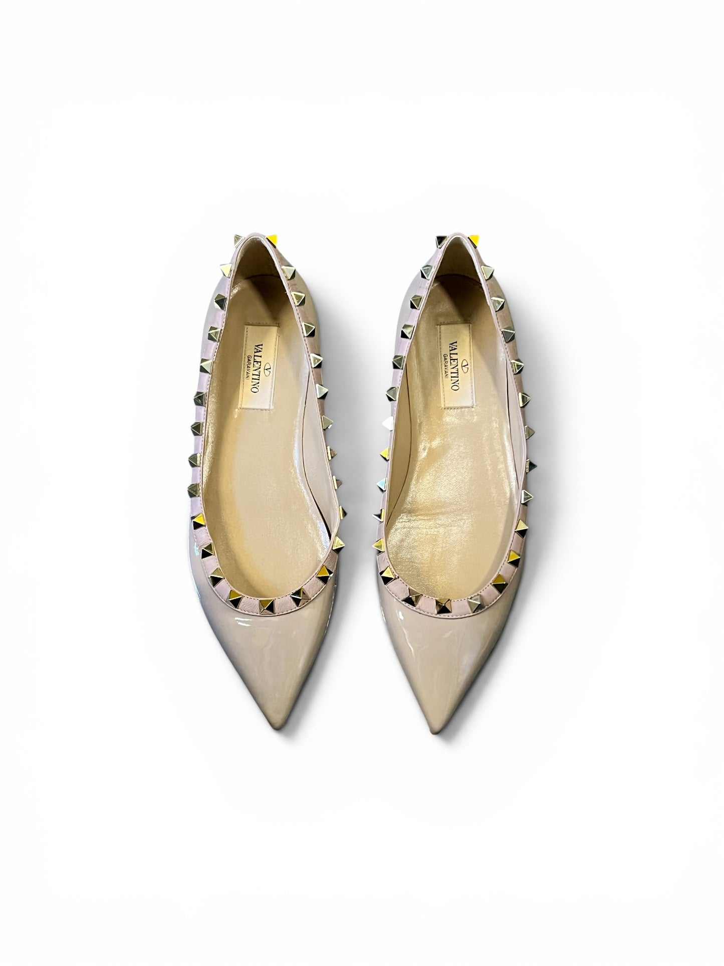 Valentino Garavani Rockstud Ballet Flats – Nude Patent Leather | Size 36.5