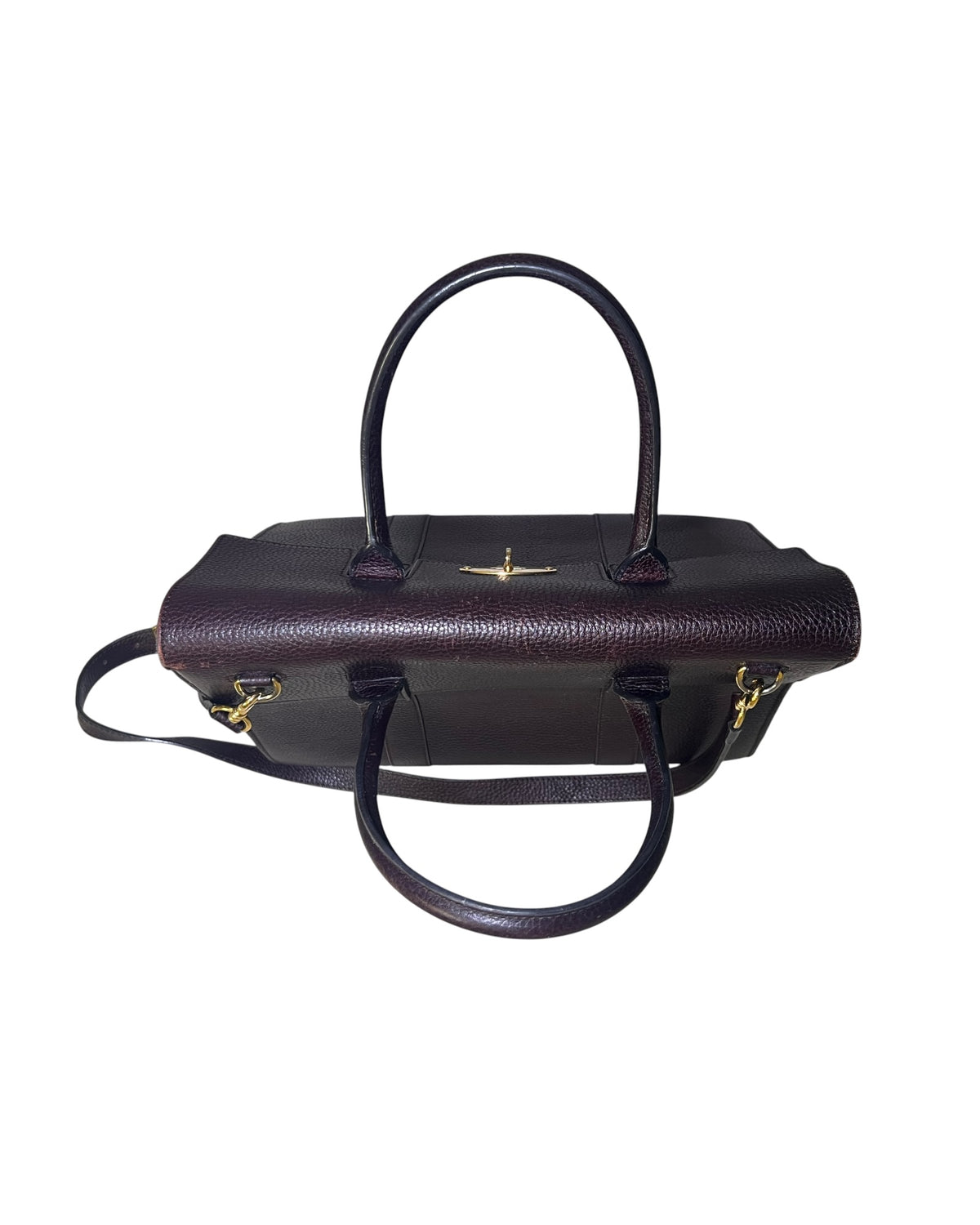 Mulberry Bayswater with Strap in Oxblood Grained Leather – Gold Hardware