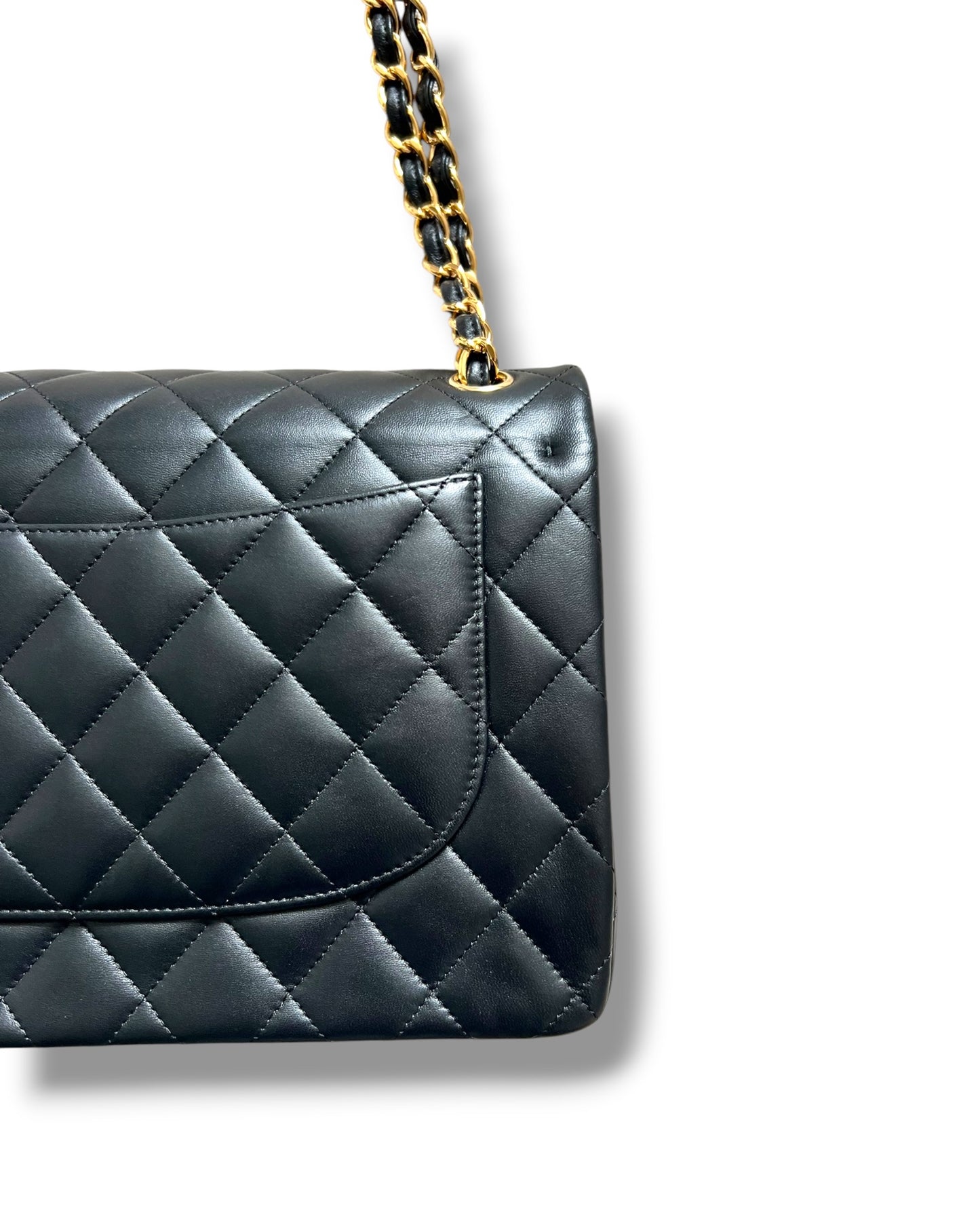 Chanel Classic Flap Jumbo – Black Lambskin Leather – Gold-Tone Hardware