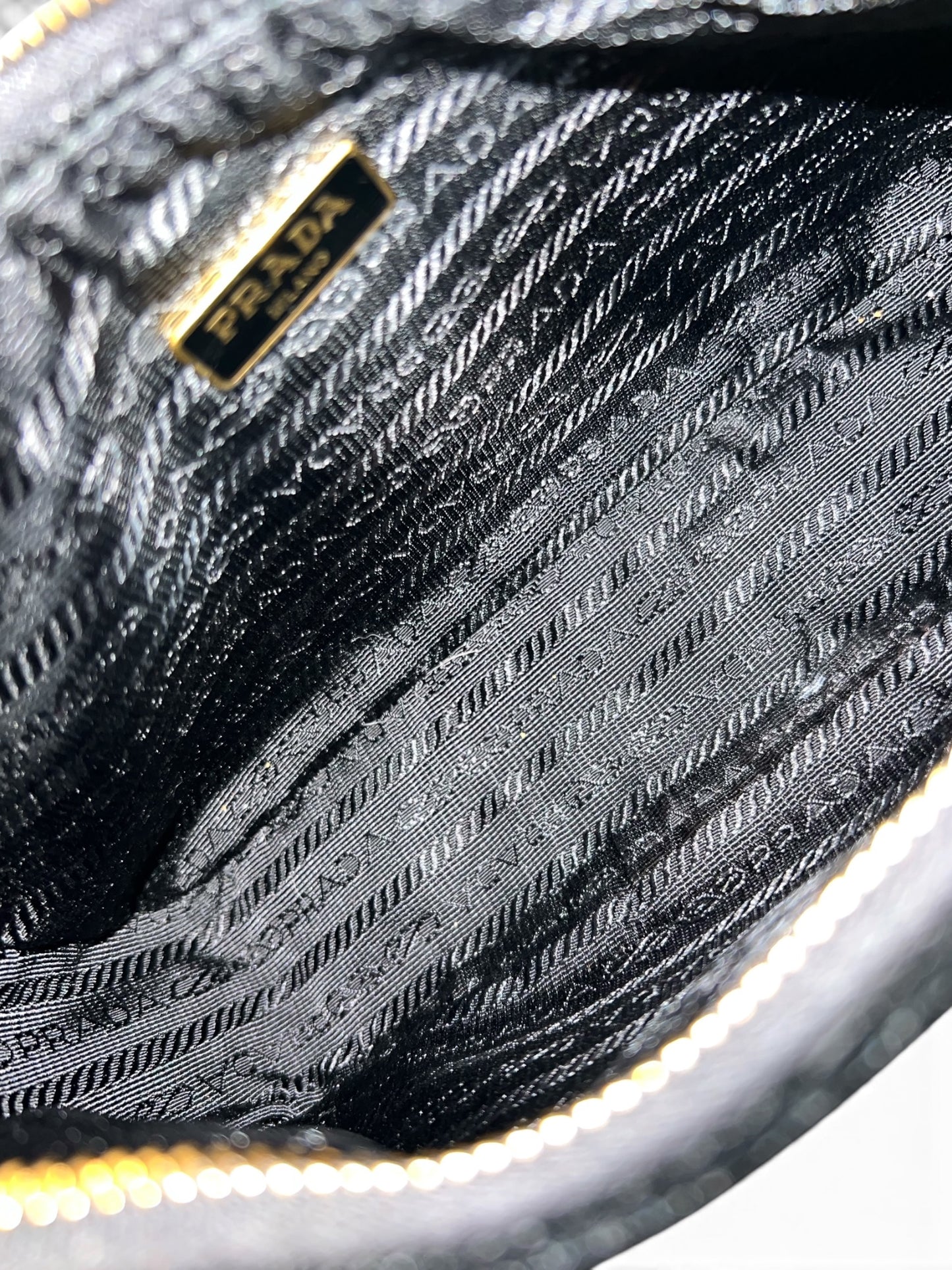 Prada Black Velvet Mini Bag with Gold Chain Strap & Box