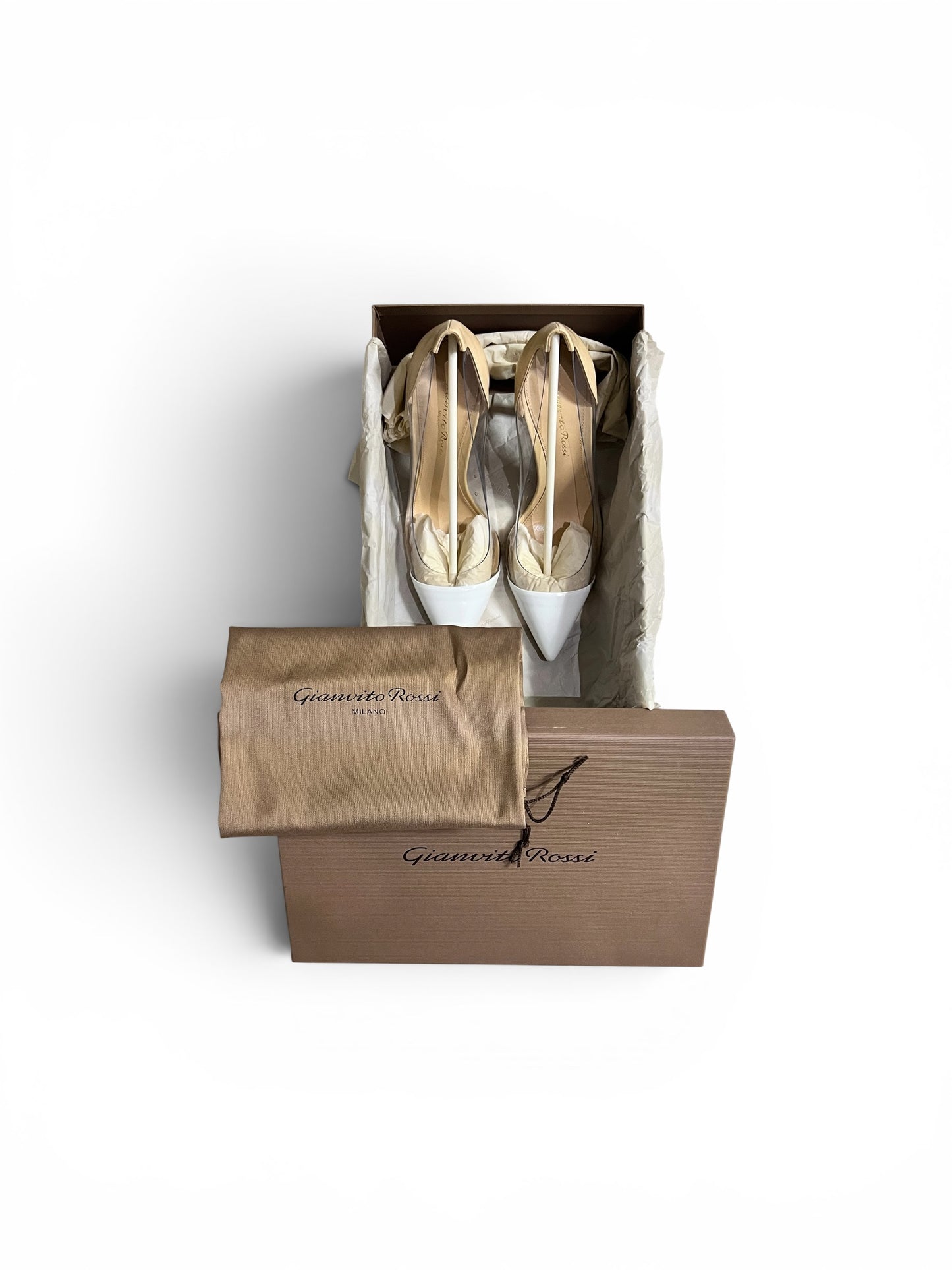 Gianvito Rossi Plexi Pumps White & Beige | Size EU 36.5