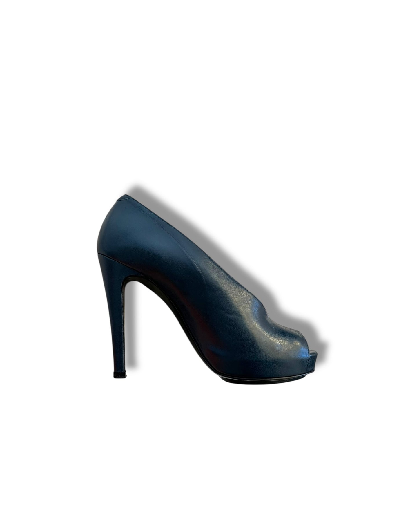 Hermès Peep Toe Heels – Dark Navy – Size 36.5 (Worn Once, Excellent Condition)