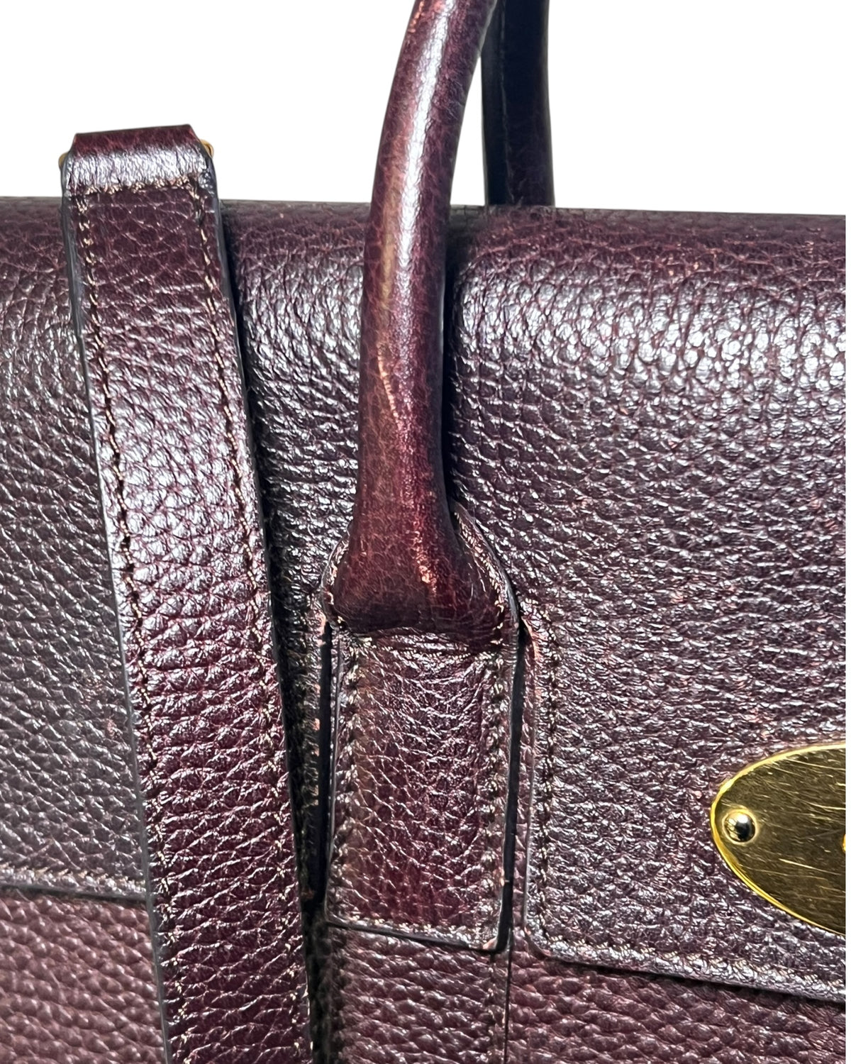 Mulberry Bayswater with Strap in Oxblood Grained Leather – Gold Hardware