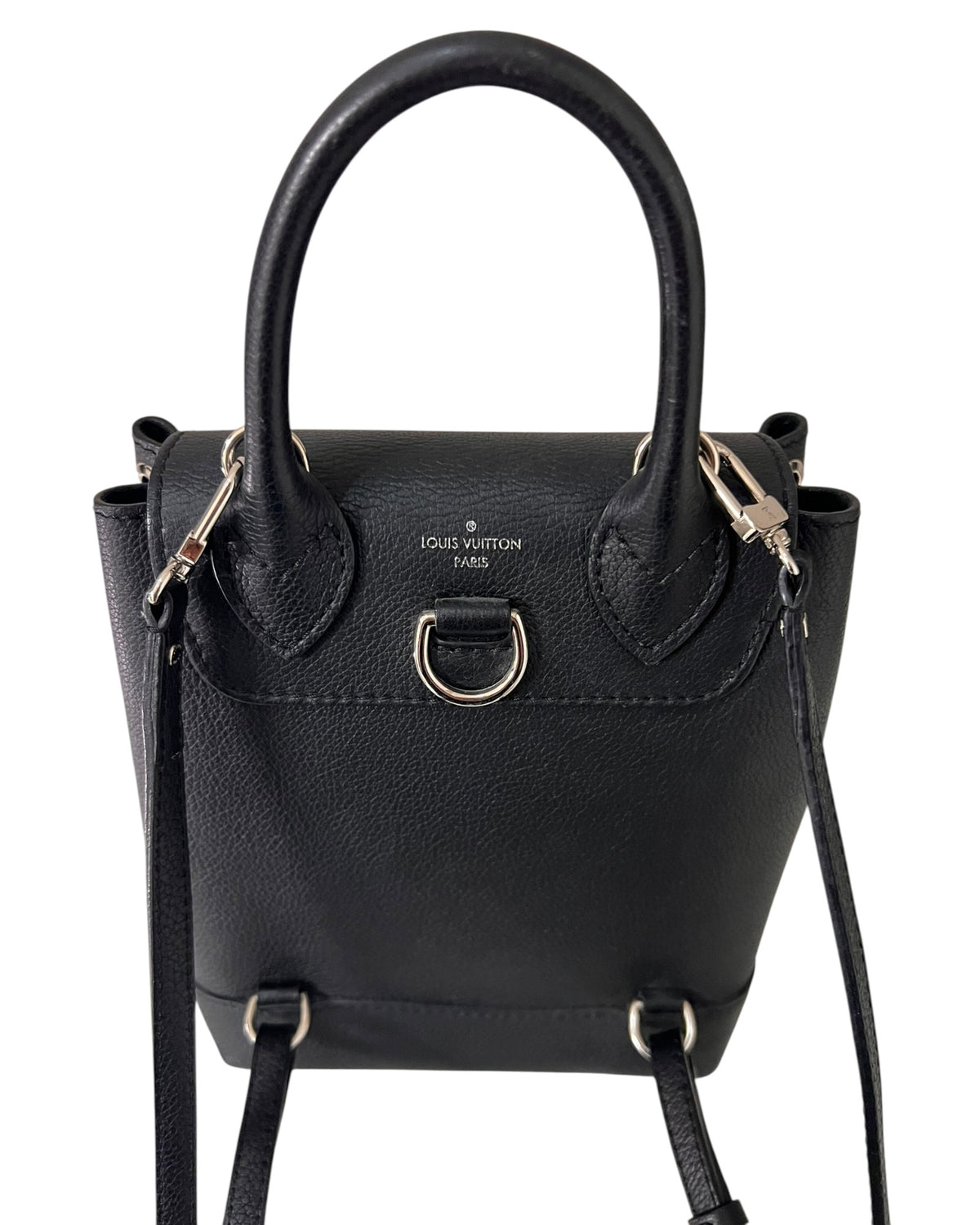 Louis Vuitton Lockme Backpack Black Leather Silver-Tone Hardware