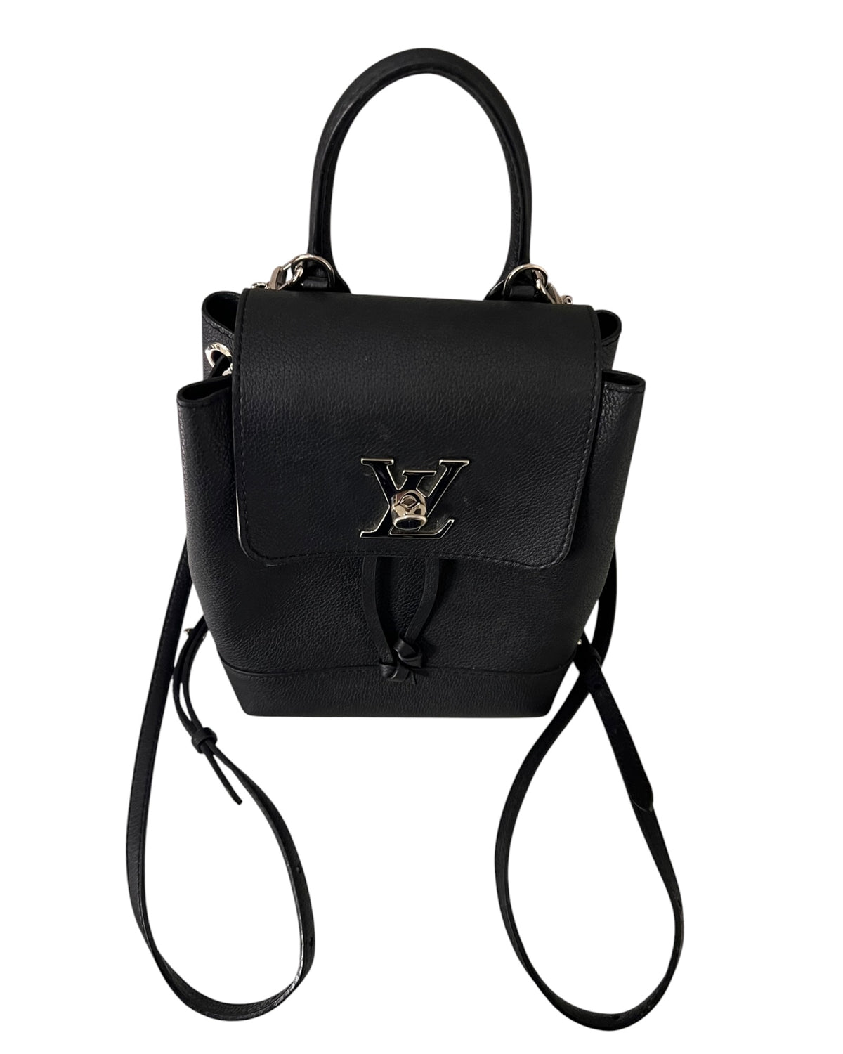 Louis Vuitton Lockme Backpack Black Leather Silver-Tone Hardware