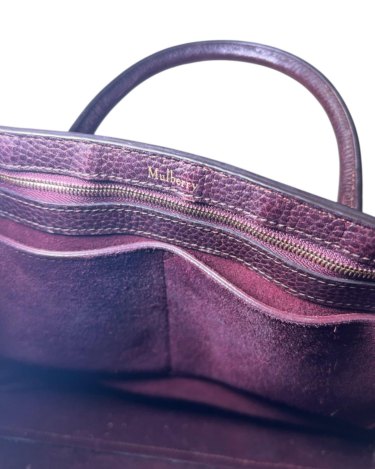 Mulberry Bayswater with Strap in Oxblood Grained Leather – Gold Hardware