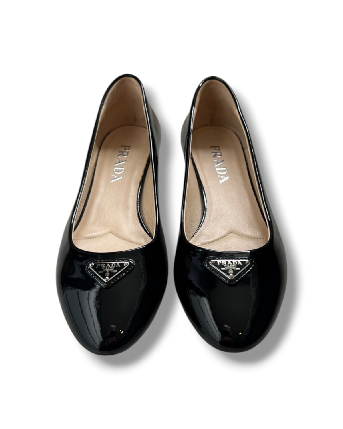 Prada Black Patent Leather Ballet Flats