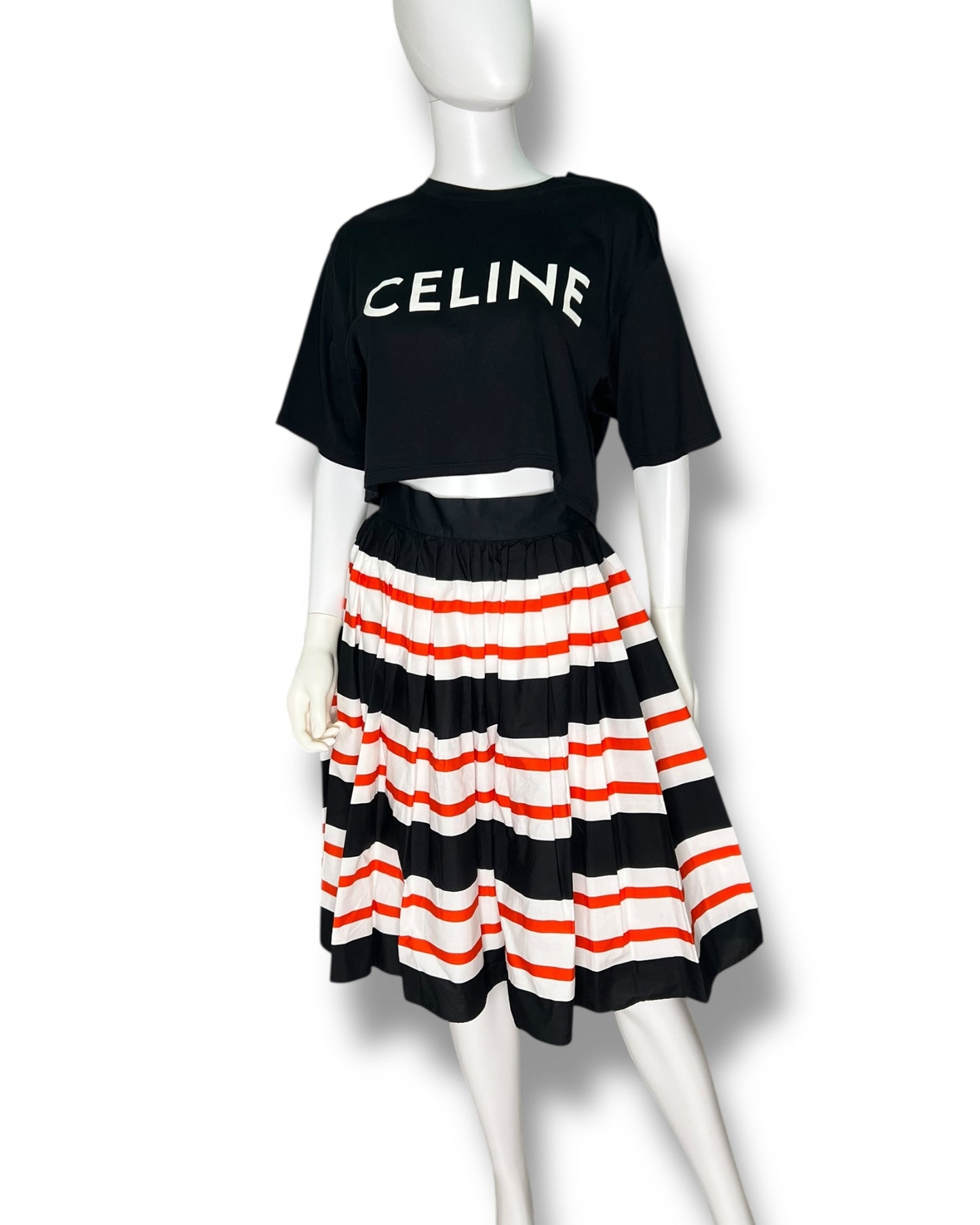 Dolce & Gabbana A-Line Midi Skirt – Black & Red