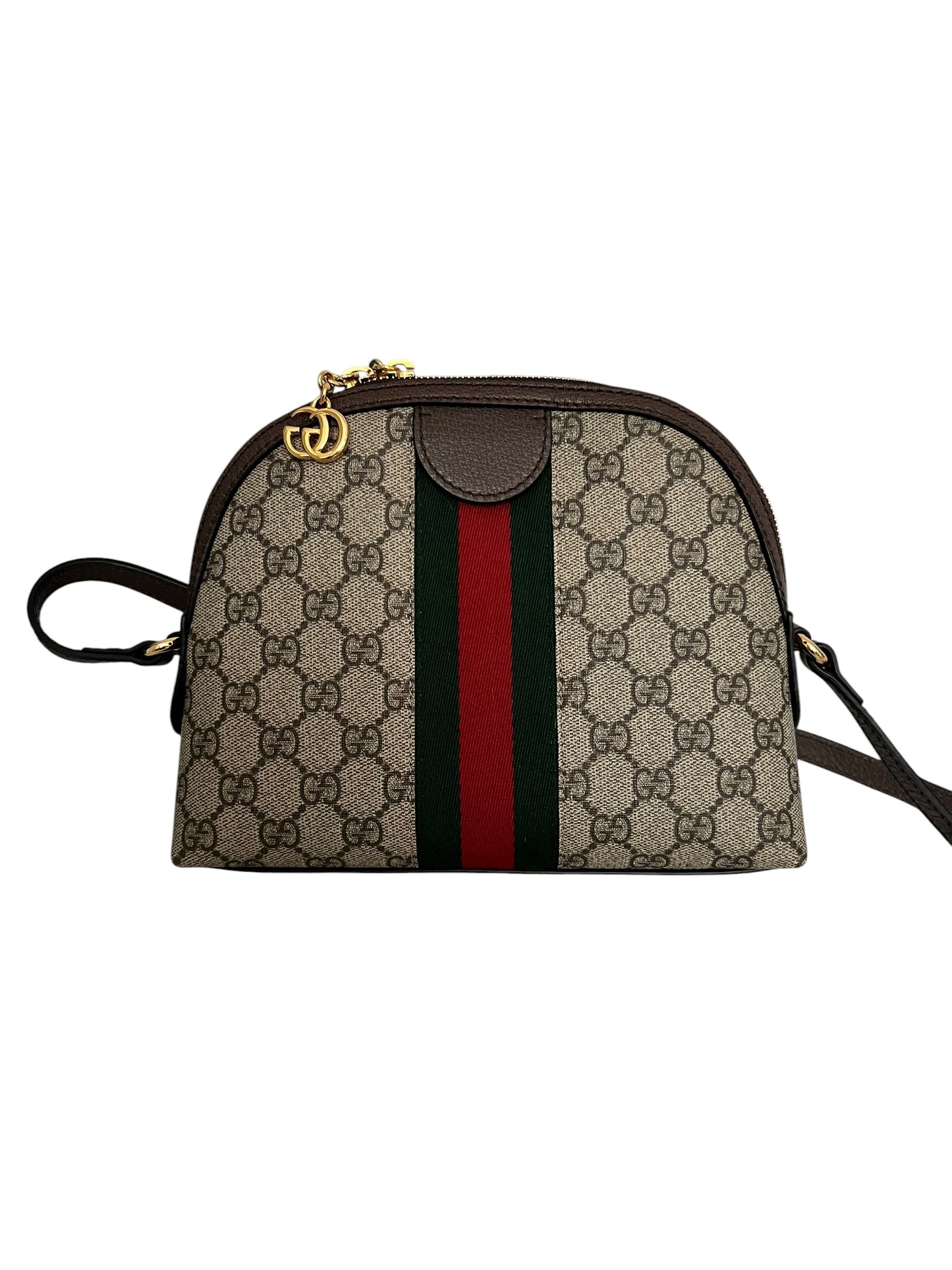 Gucci Ophidia Small GG Supreme Shoulder Bag with Web Stripe & Gold-Tone GG Hardware