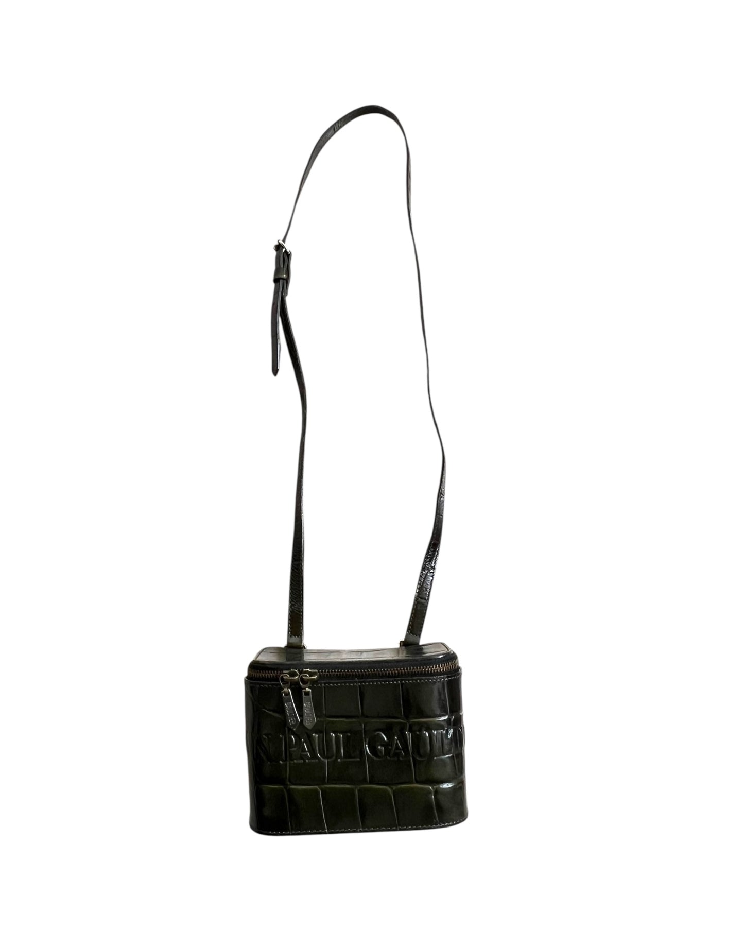 Jean Paul Gaultier Dark Green Croc-Embossed Vanity Bag (Vintage)