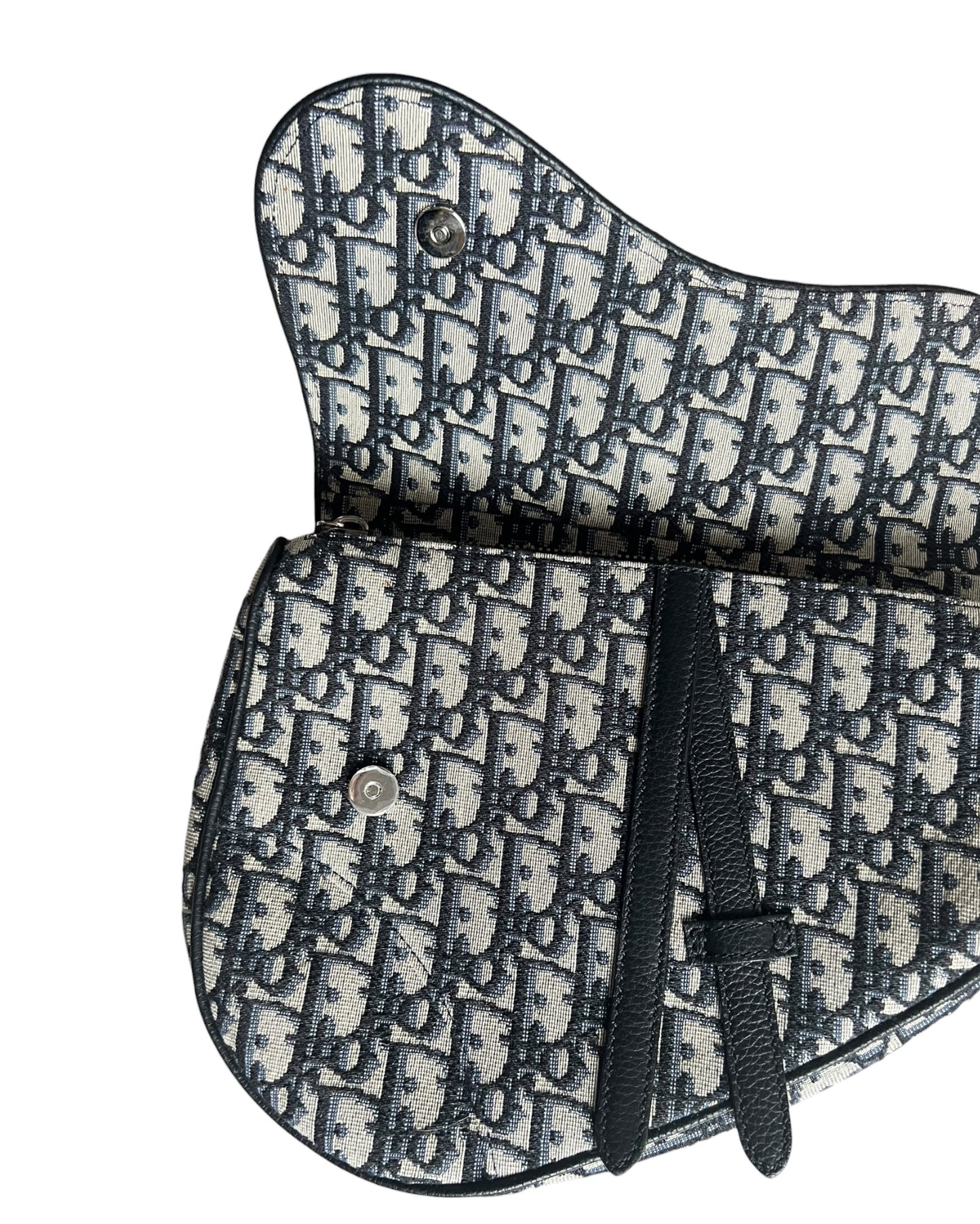 Christian Dior Saddle Bag – Beige & Black Dior Oblique Jacquard Crossbody Bag