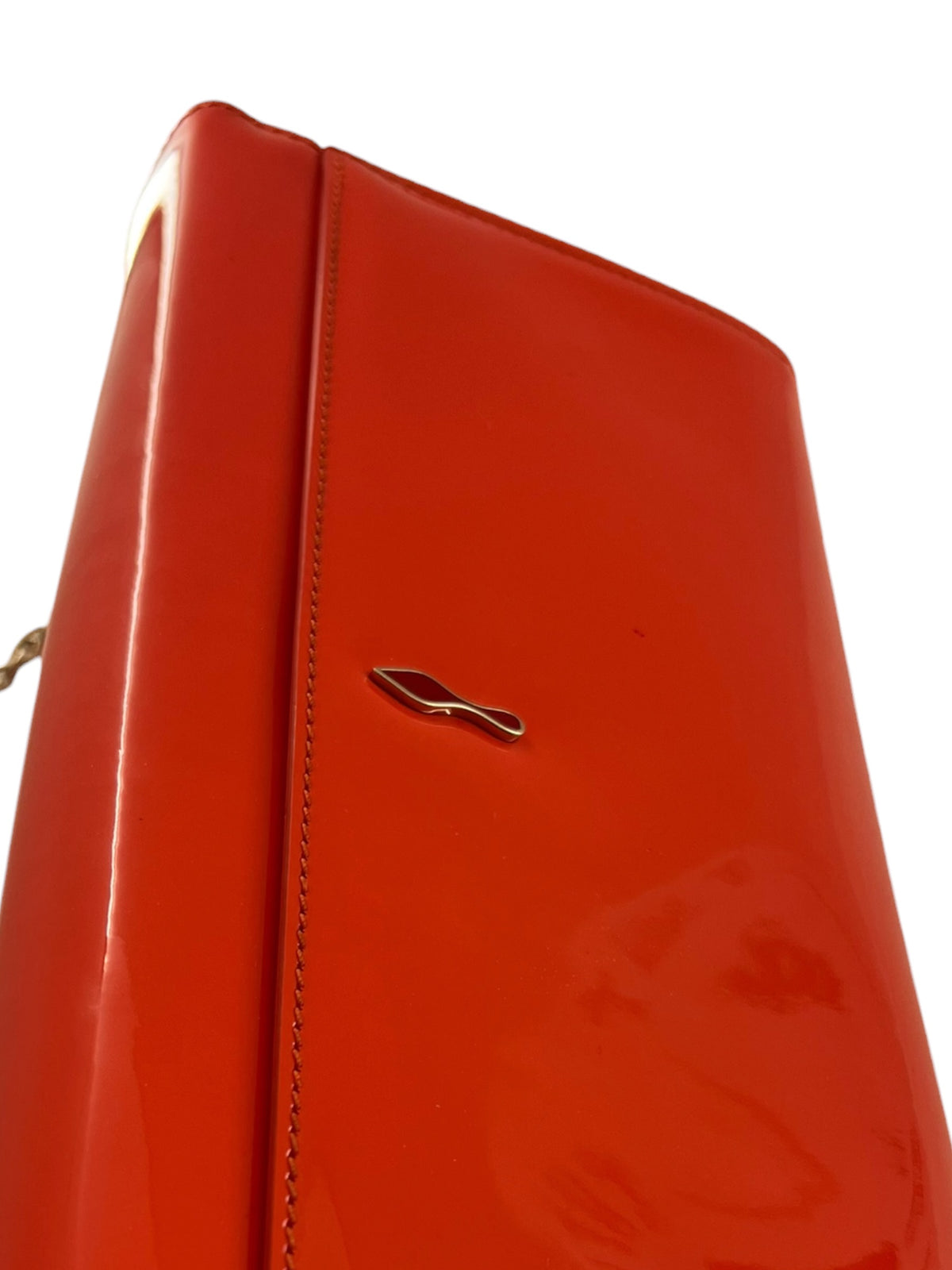 Christian Louboutin Riviera Clutch – Red Patent Calf - Gold Tone Hardware