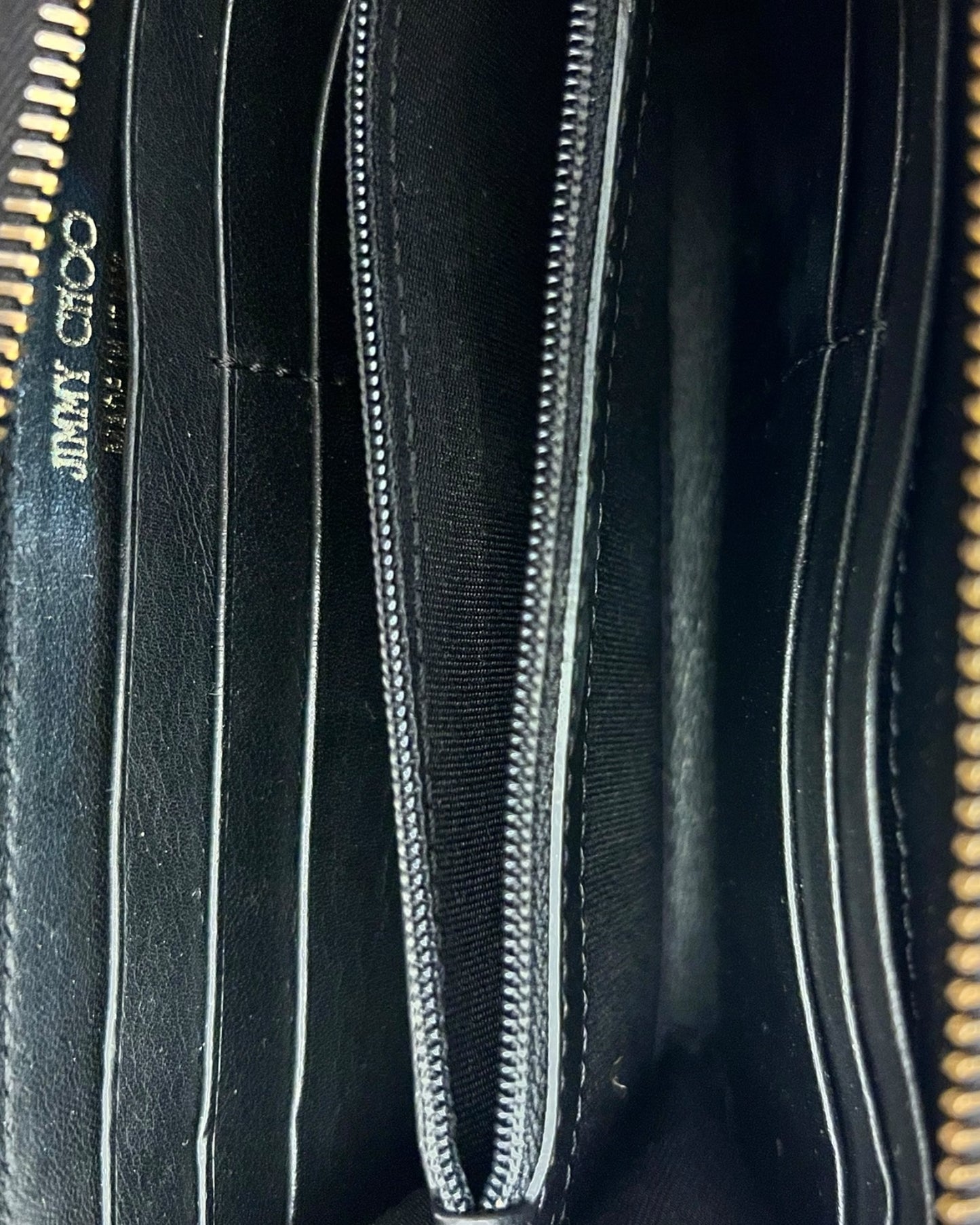 Jimmy Choo Black Croc-Embossed Leather Zip Around Wallet