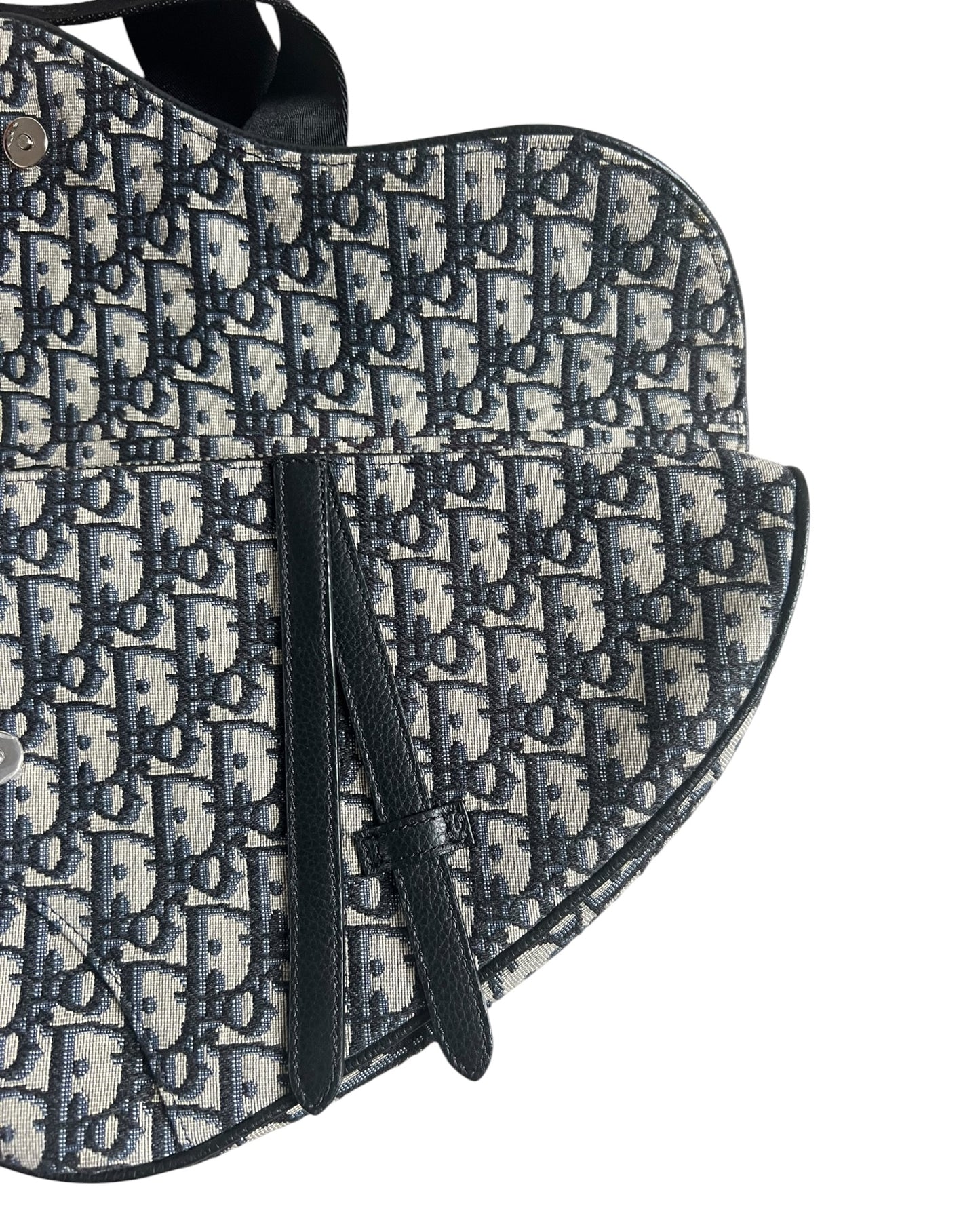 Christian Dior Saddle Bag – Beige & Black Dior Oblique Jacquard Crossbody Bag